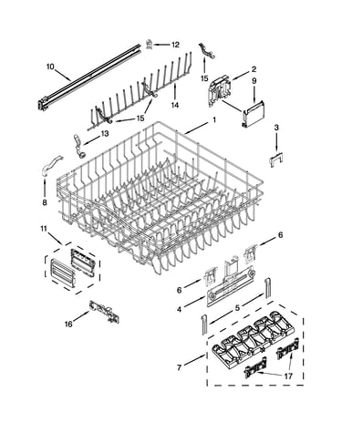 Upper rack and track parts