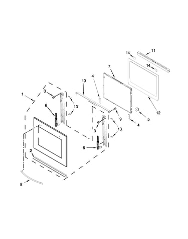 Upper oven door parts