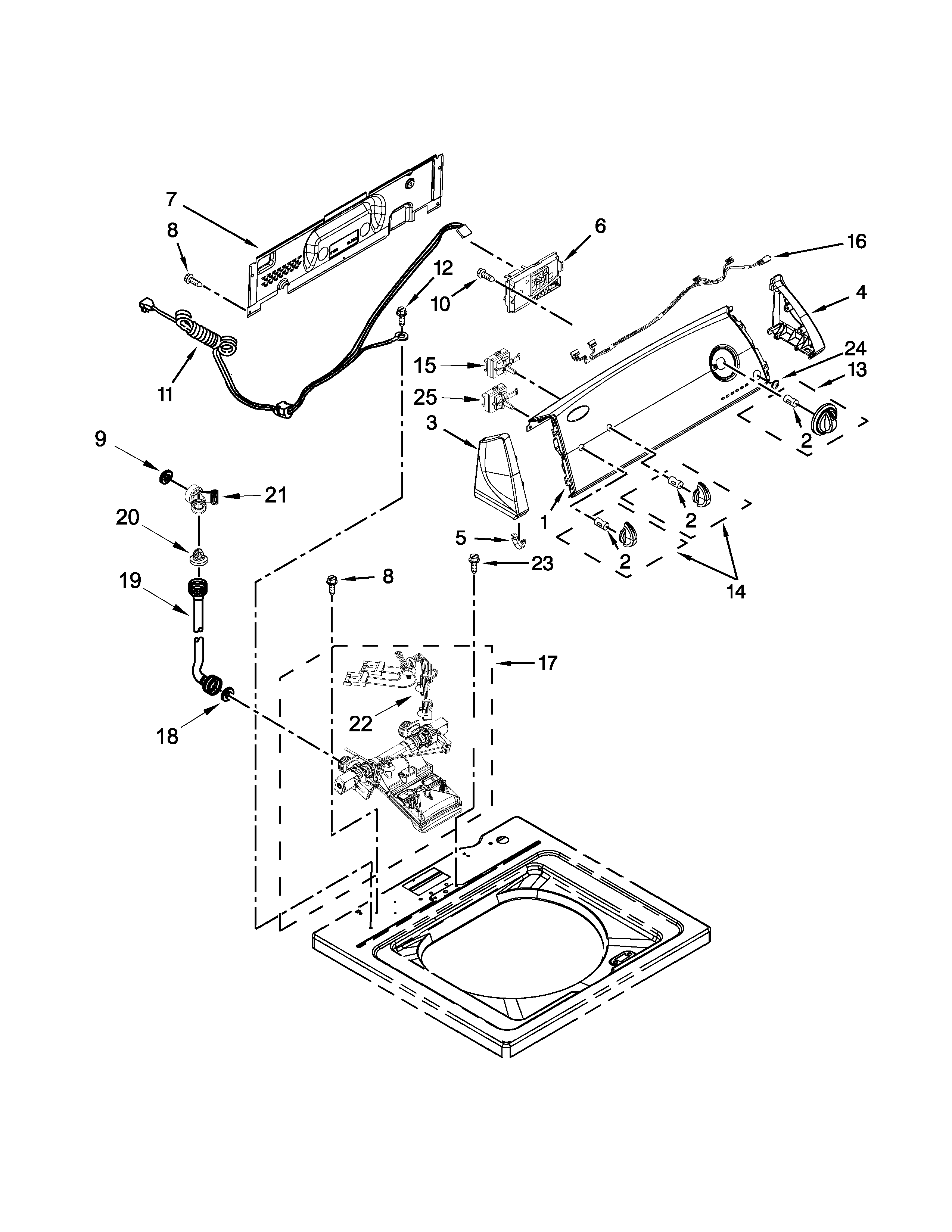 Controls and water inlet parts