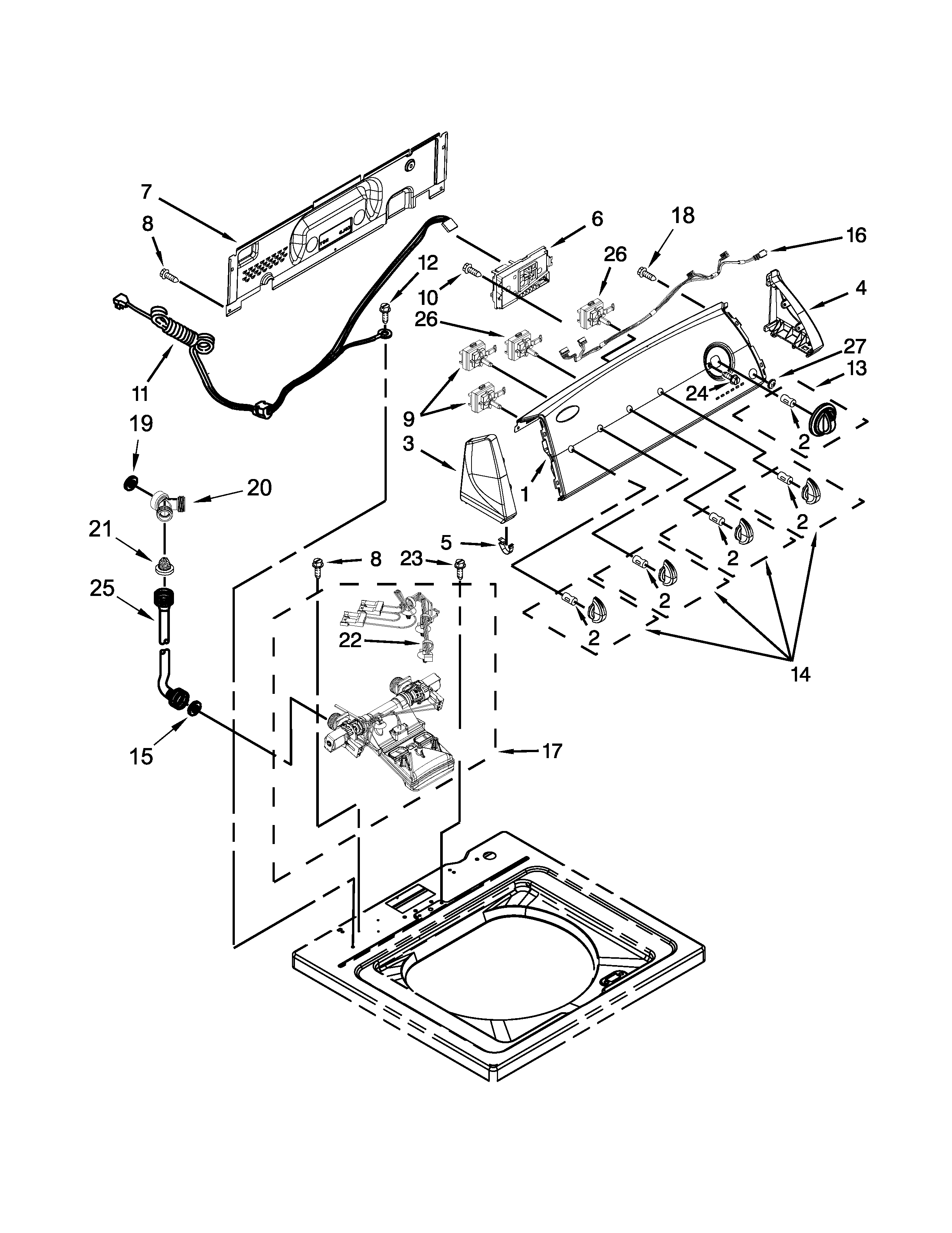 Controls and water inlet parts