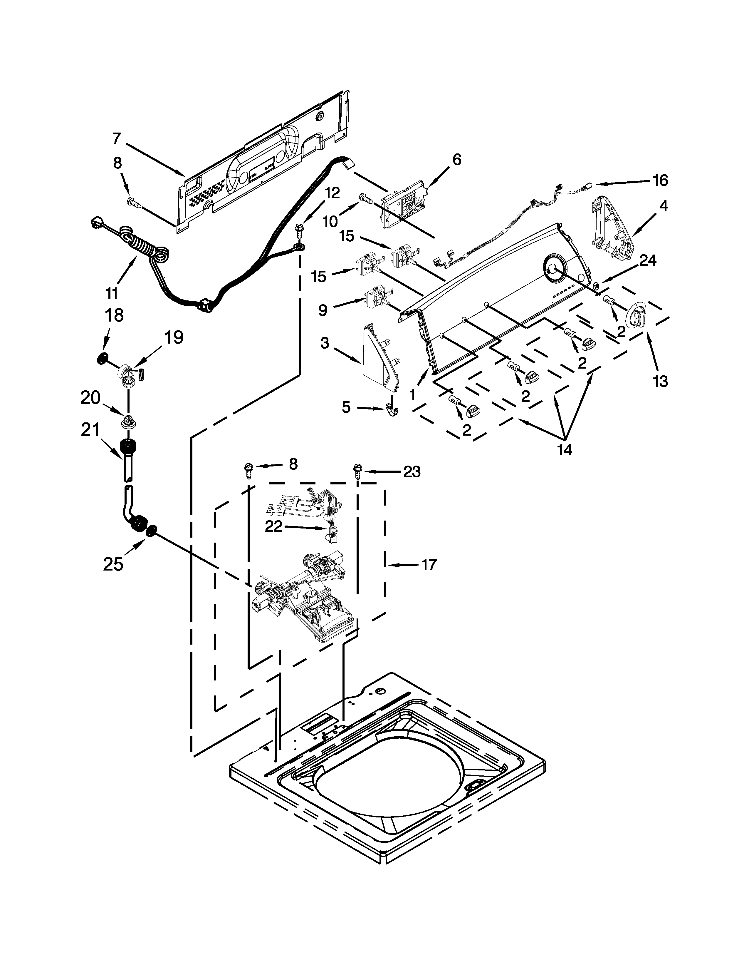 Controls and water inlet parts