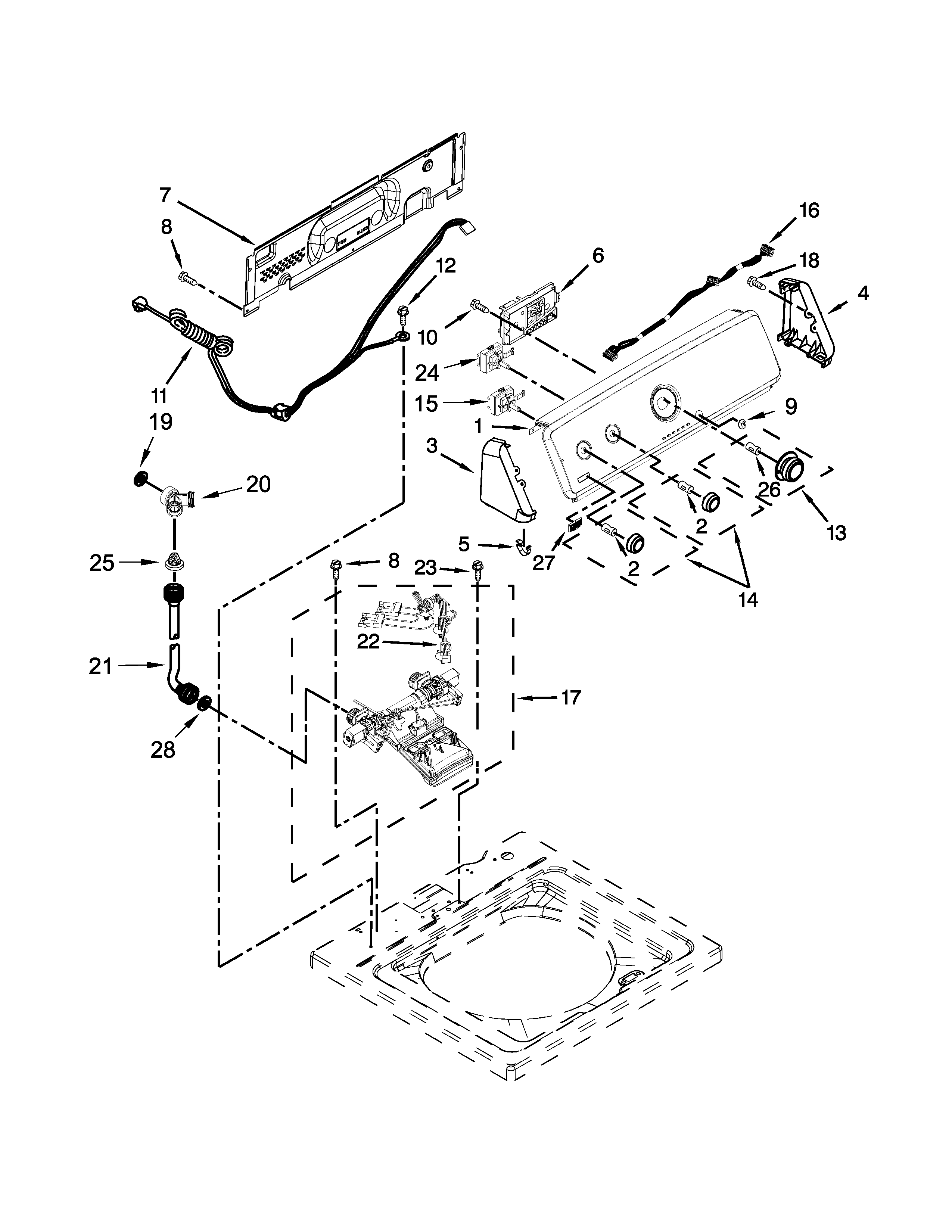 Controls and water inlet parts