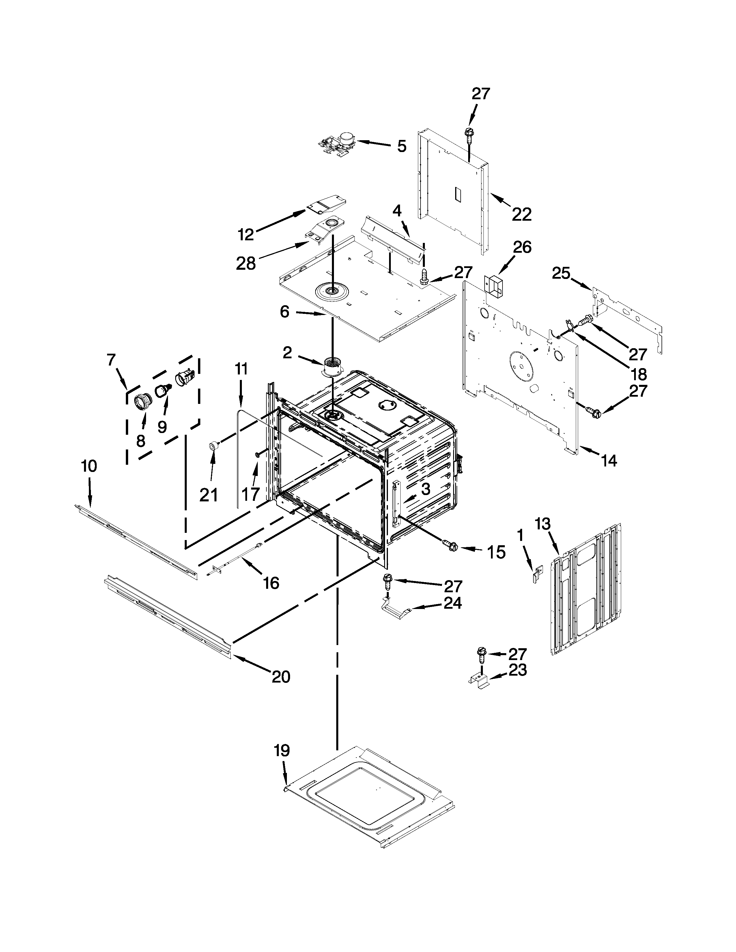 Upper oven parts