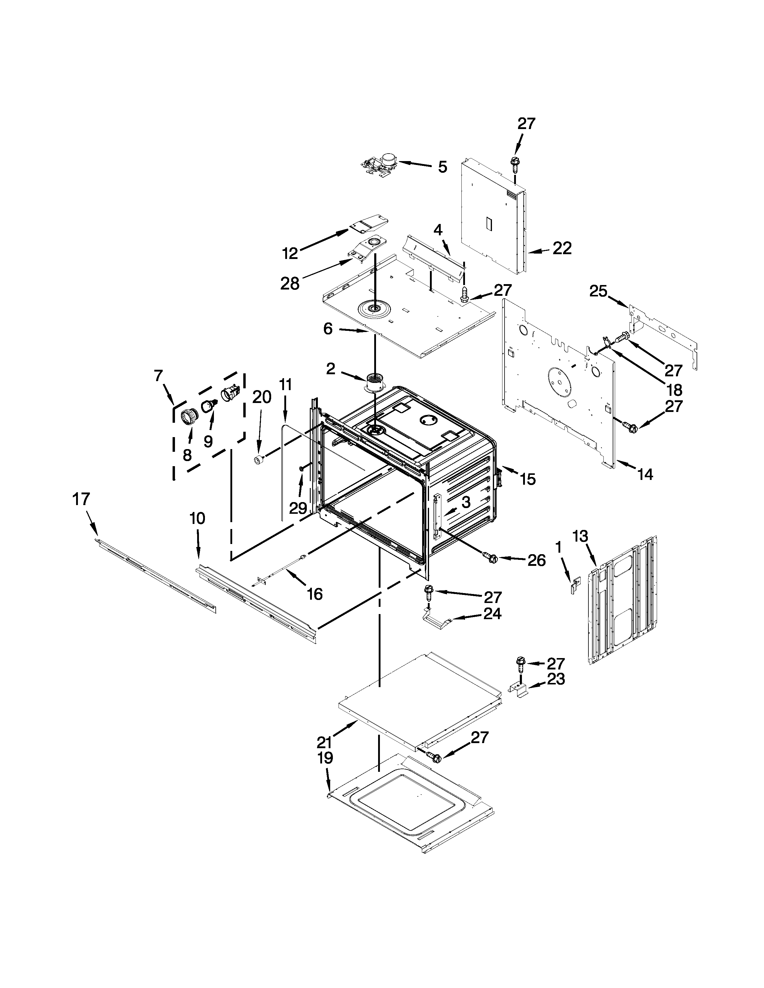 Upper oven parts