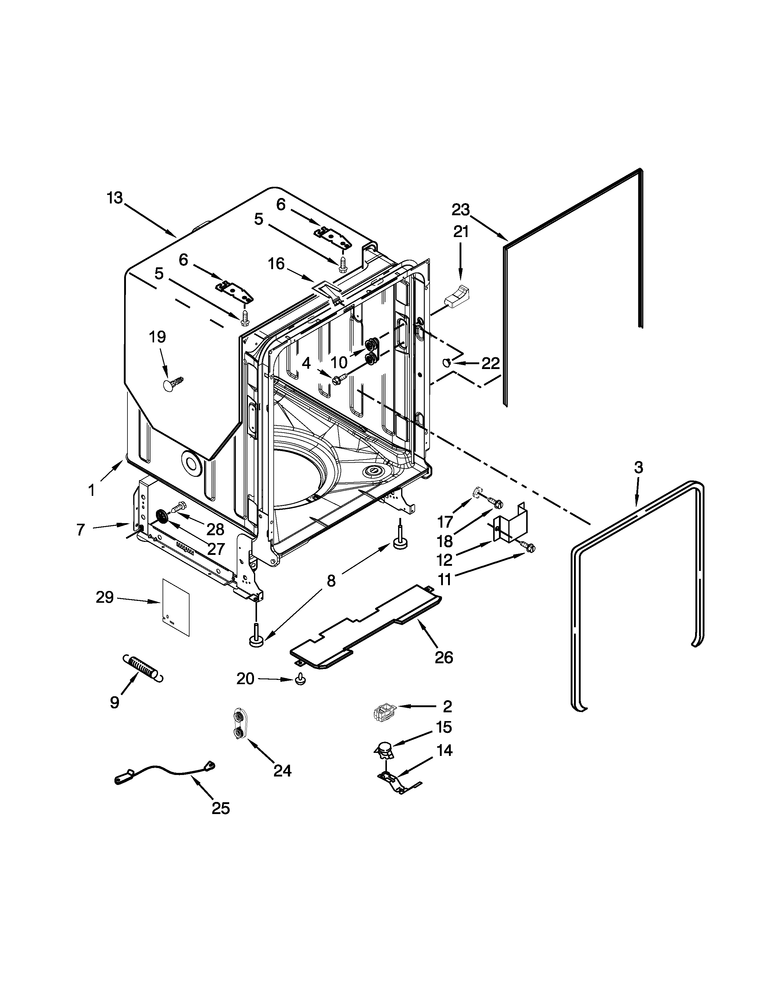 TUB AND FRAME PARTS