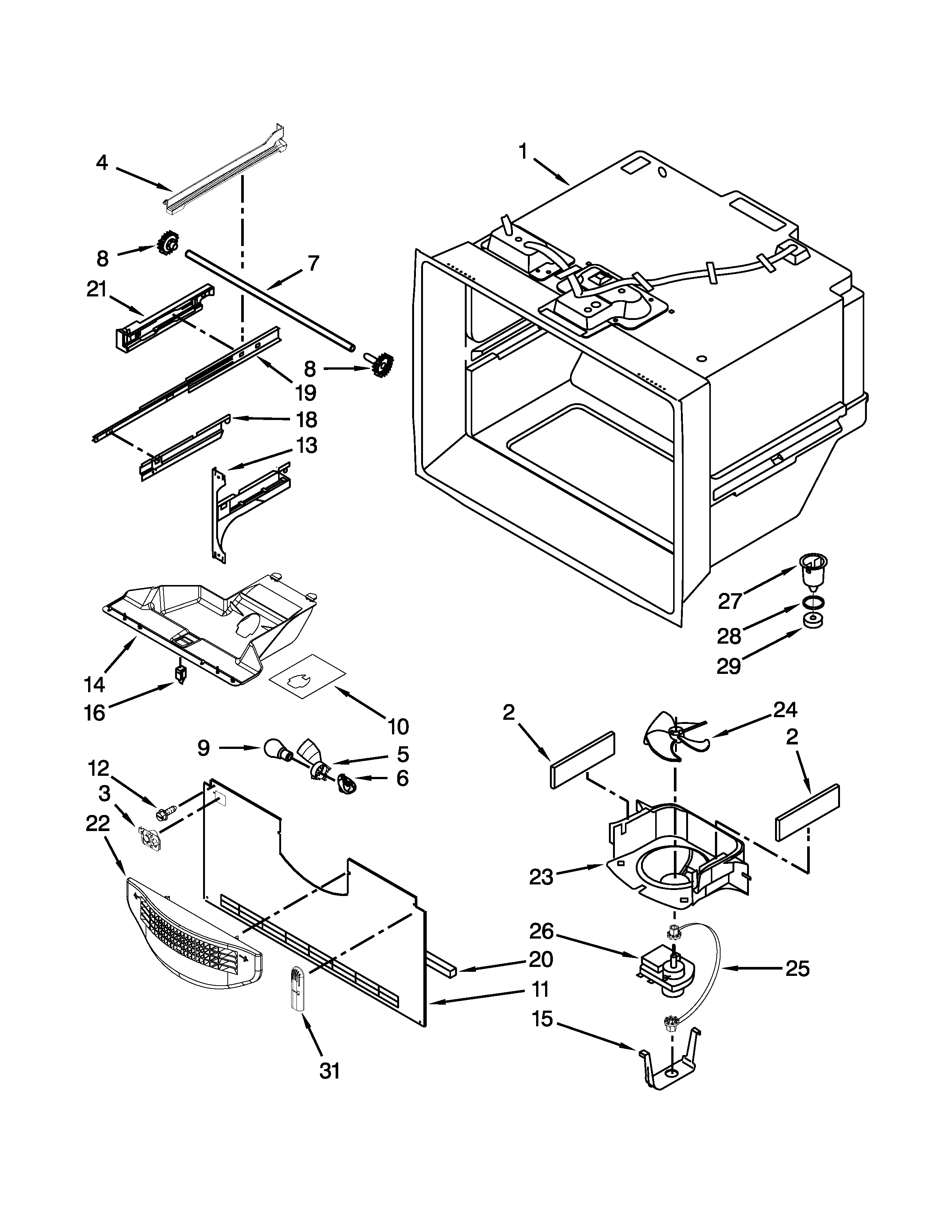 Freezer liner parts