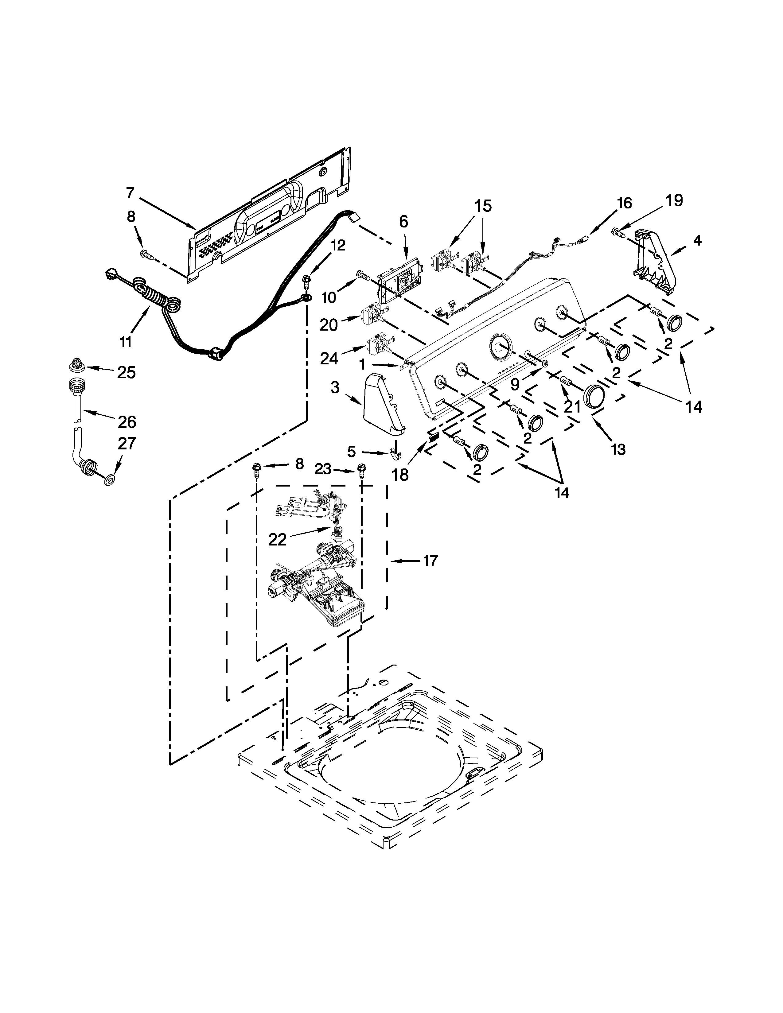 Controls and water inlet parts