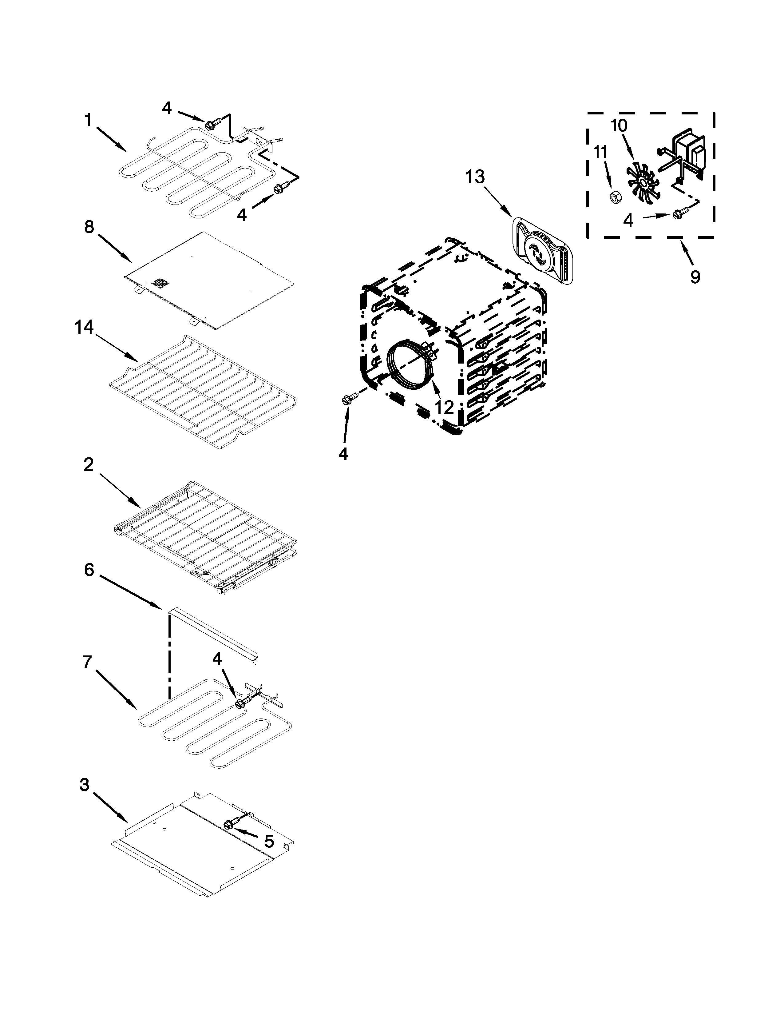 Internal oven parts