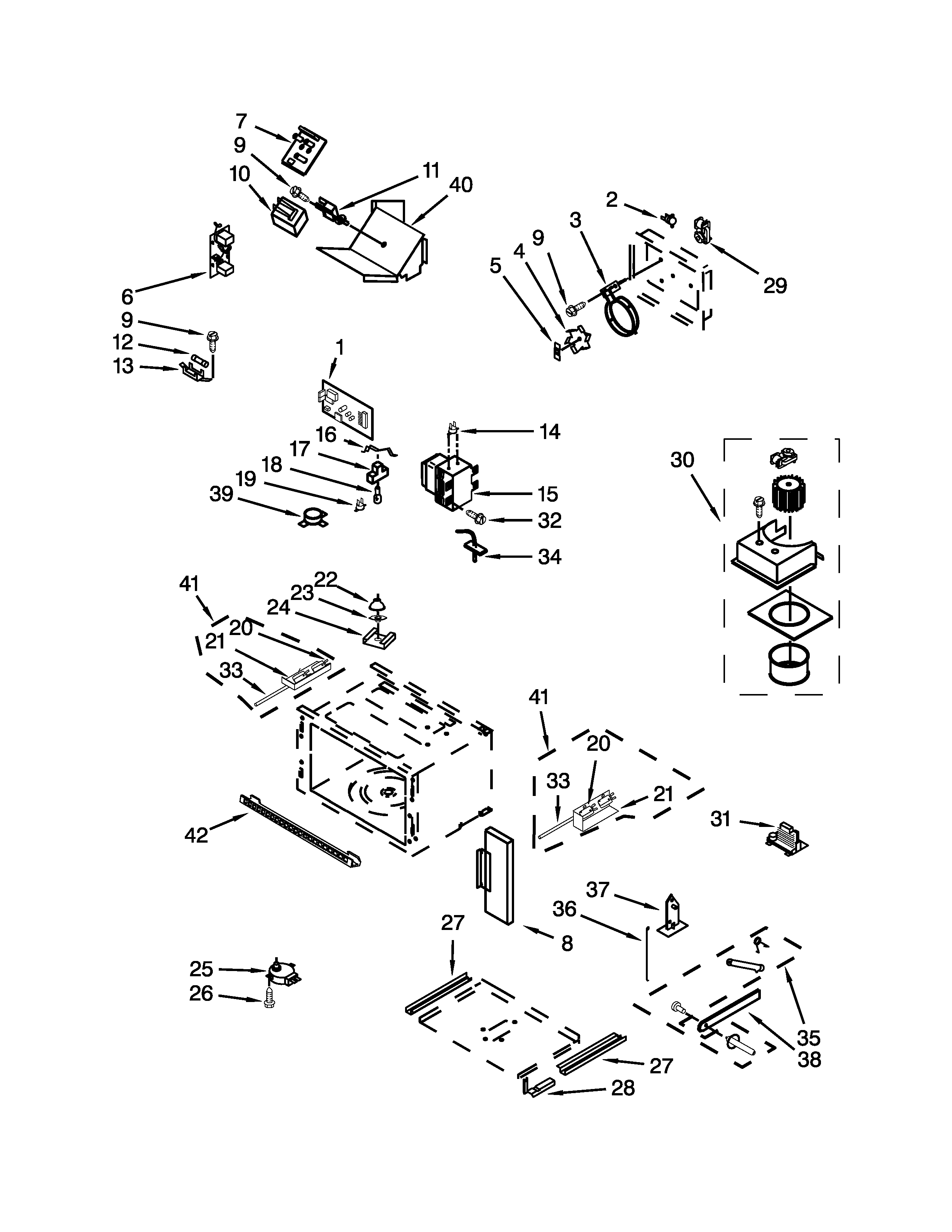 Cabinet and stirrer parts