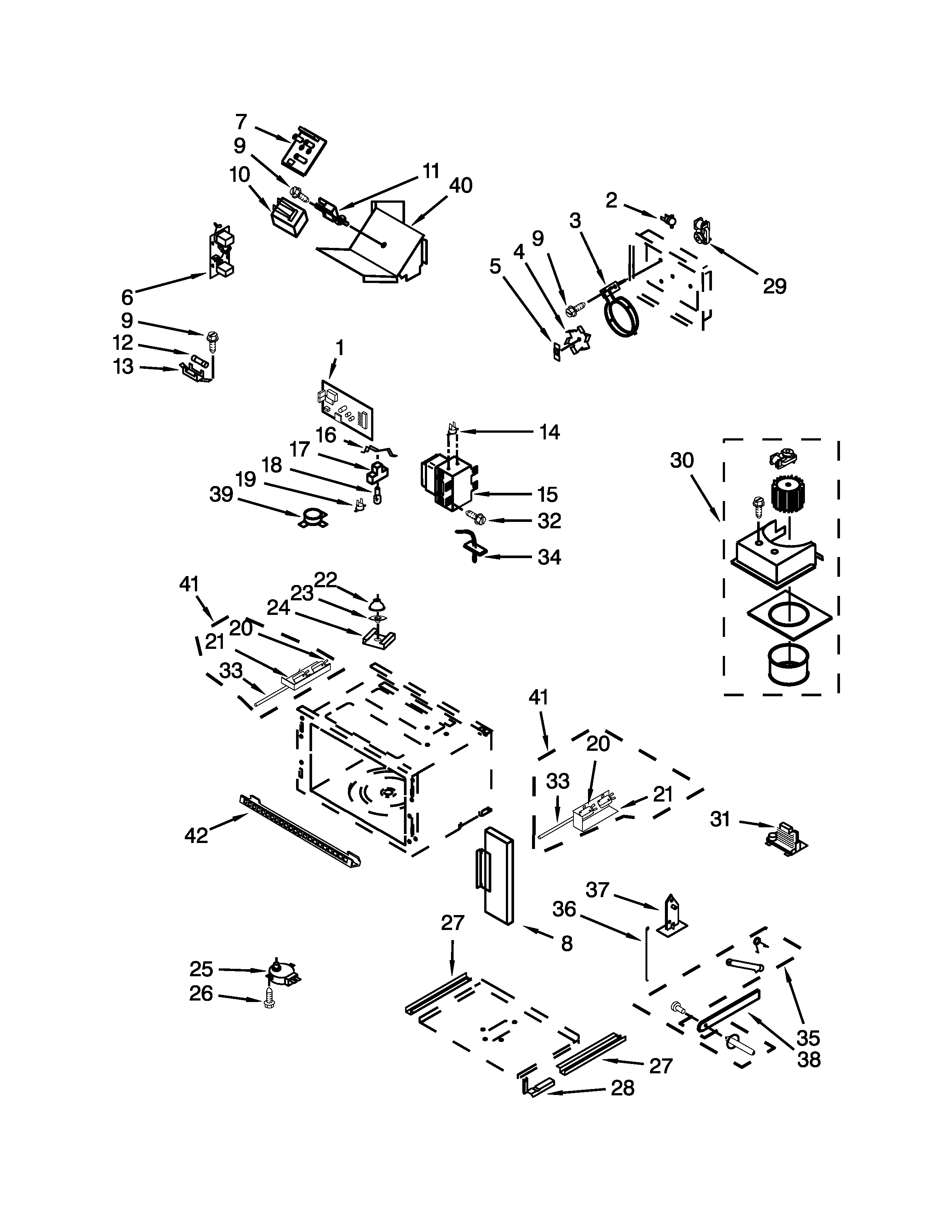 Cabinet and stirrer parts