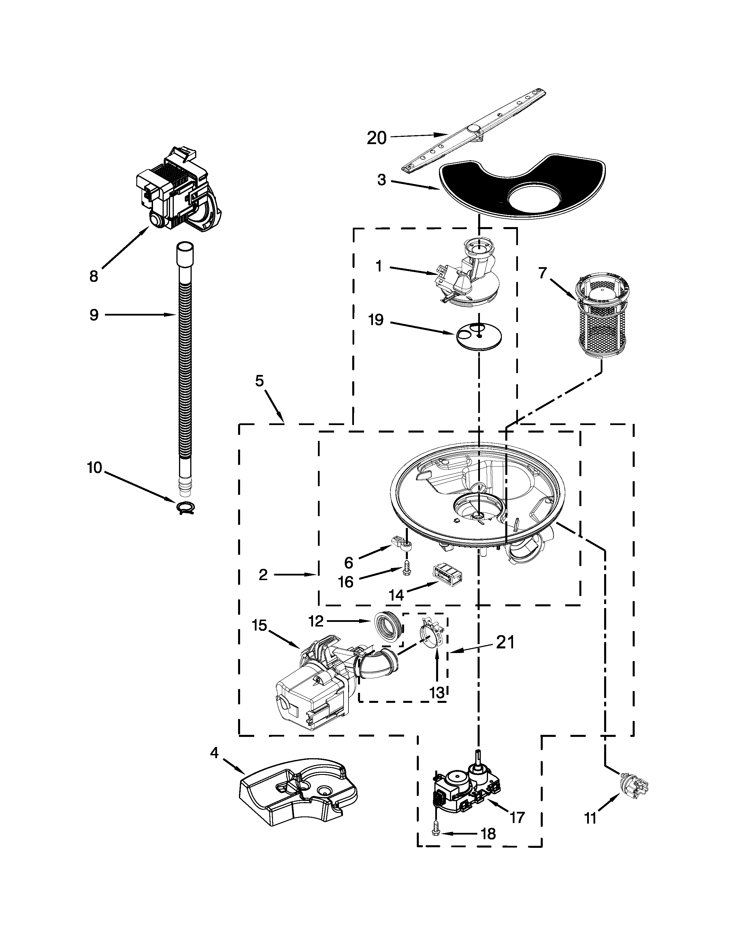 PUMP, WASHARM AND MOTOR PARTS