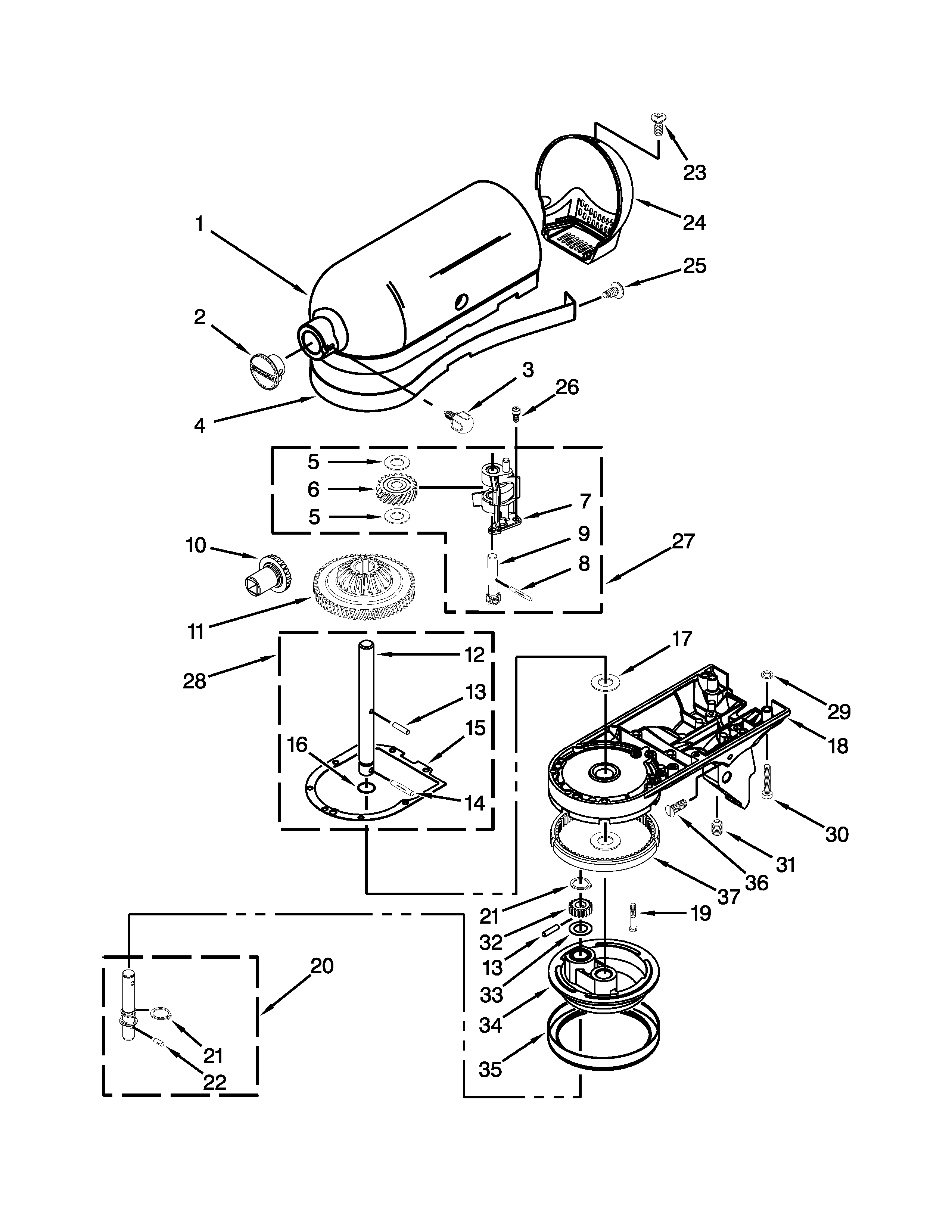 Case, gearing and planetary unit