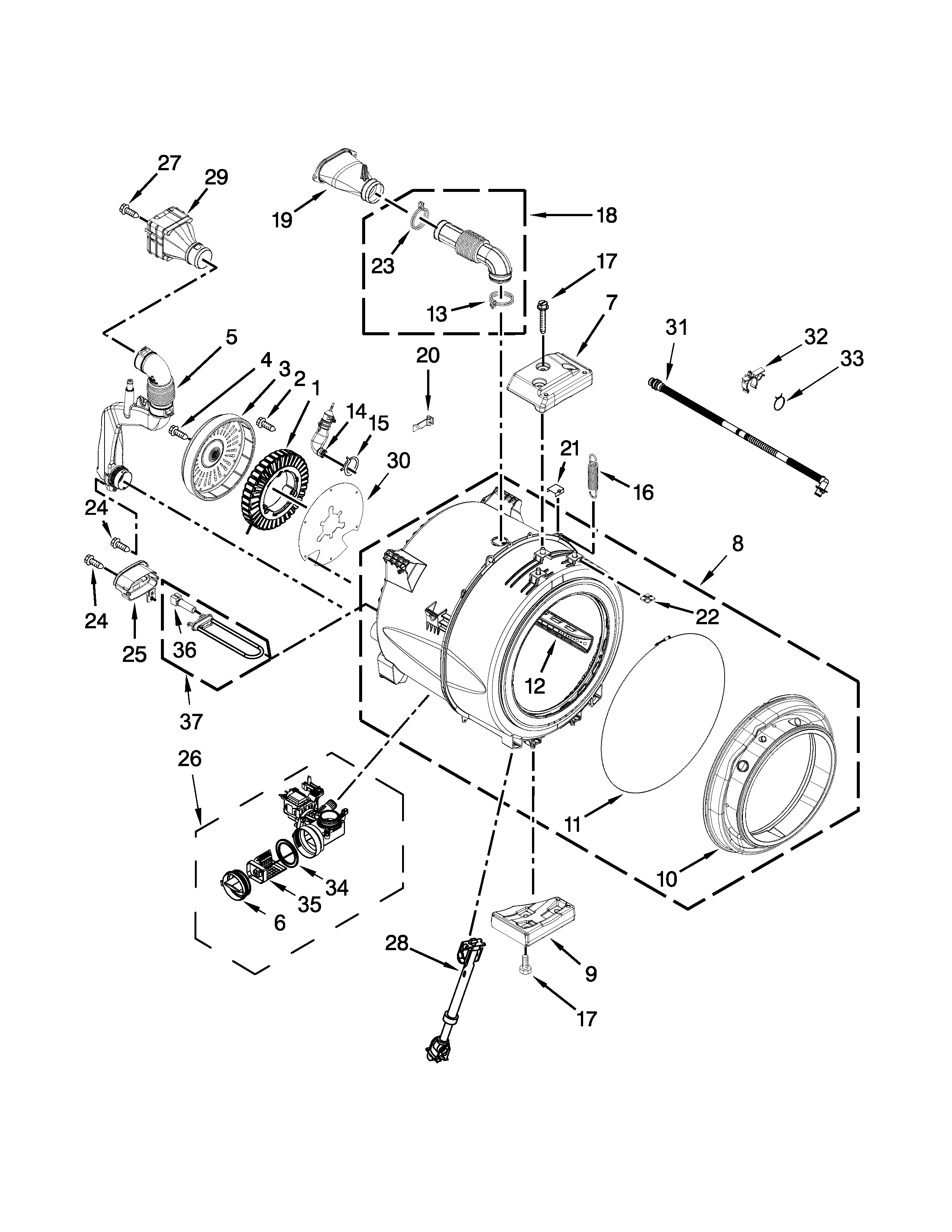 Tub and basket parts