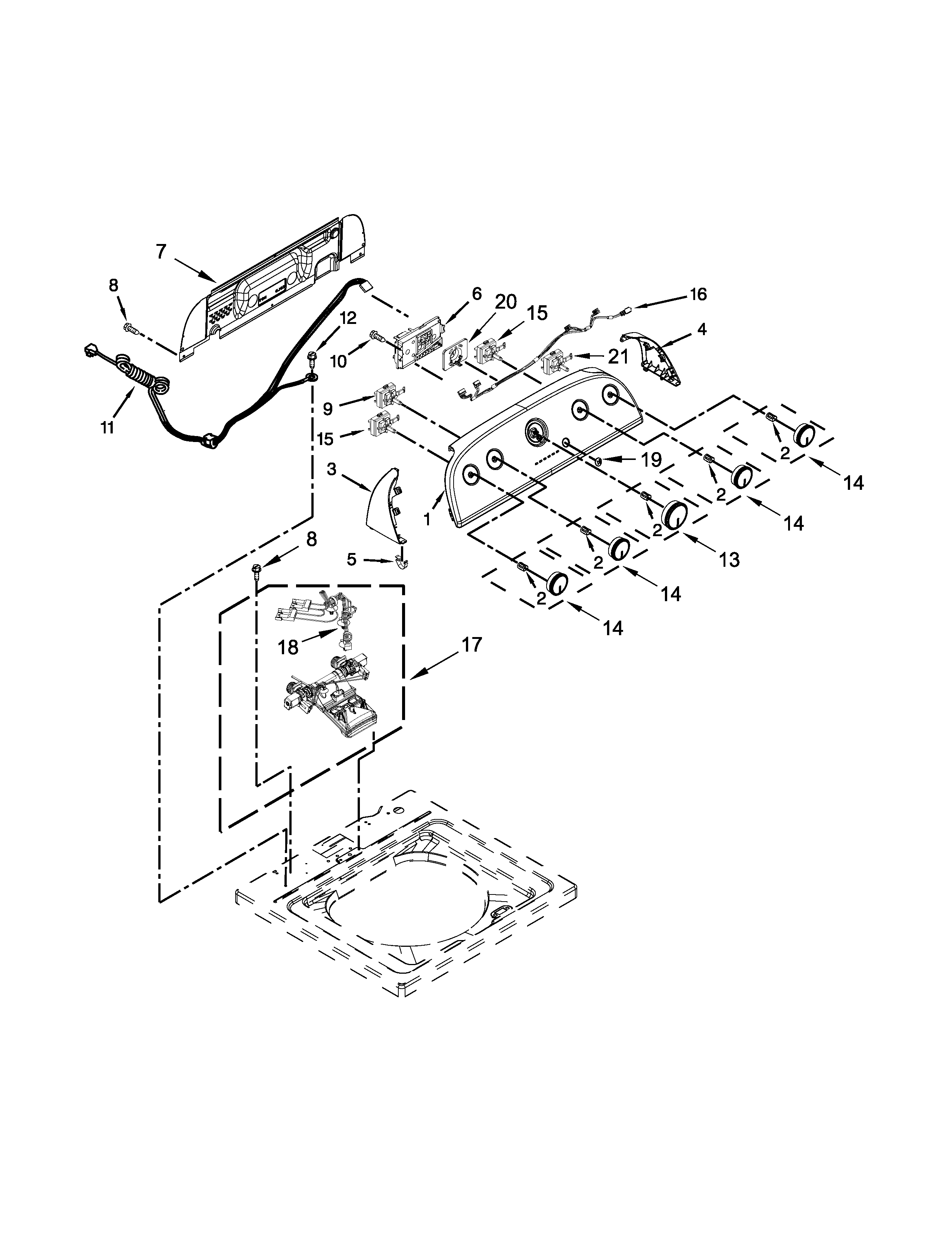 Controls and water inlet parts