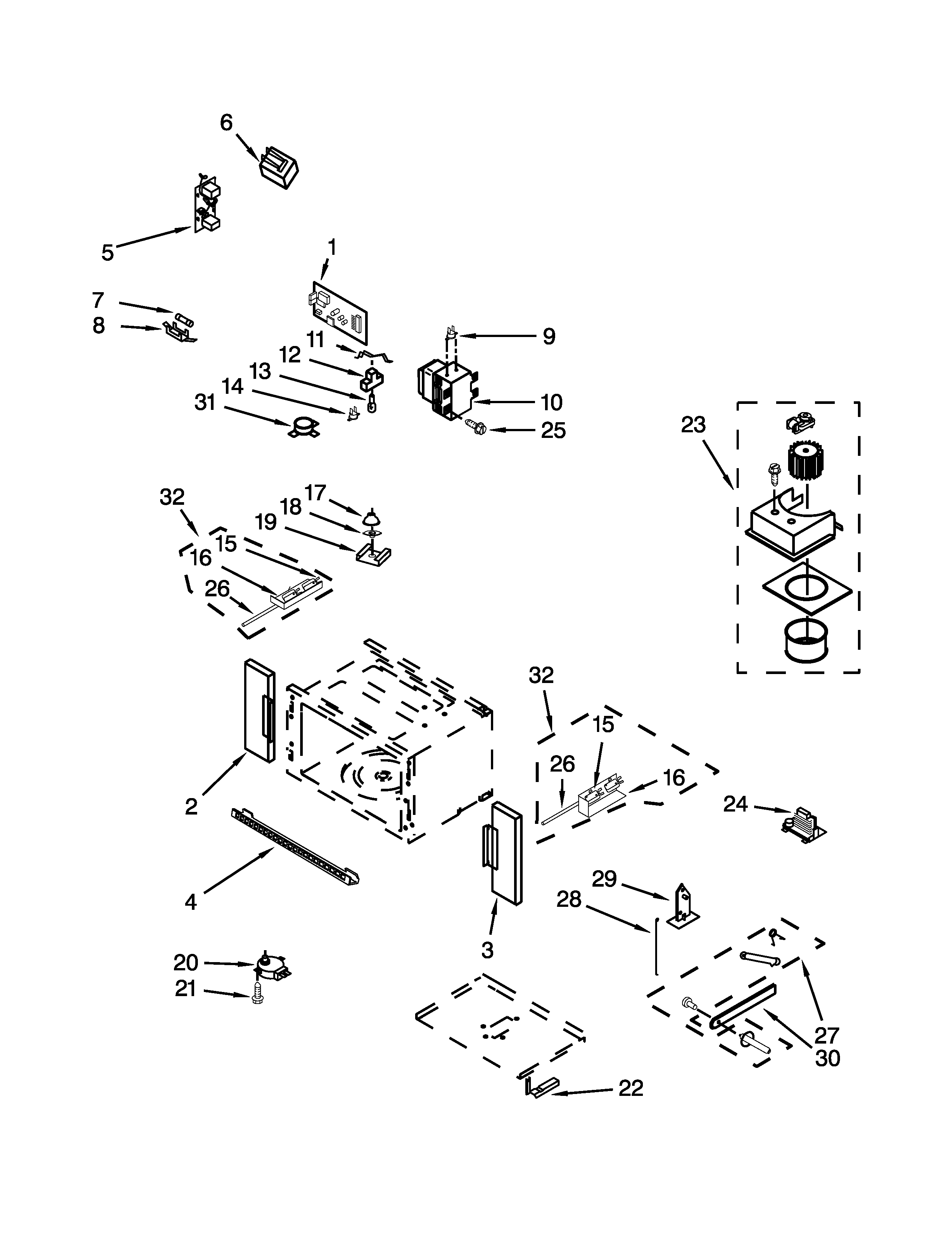 Cabinet and stirrer parts