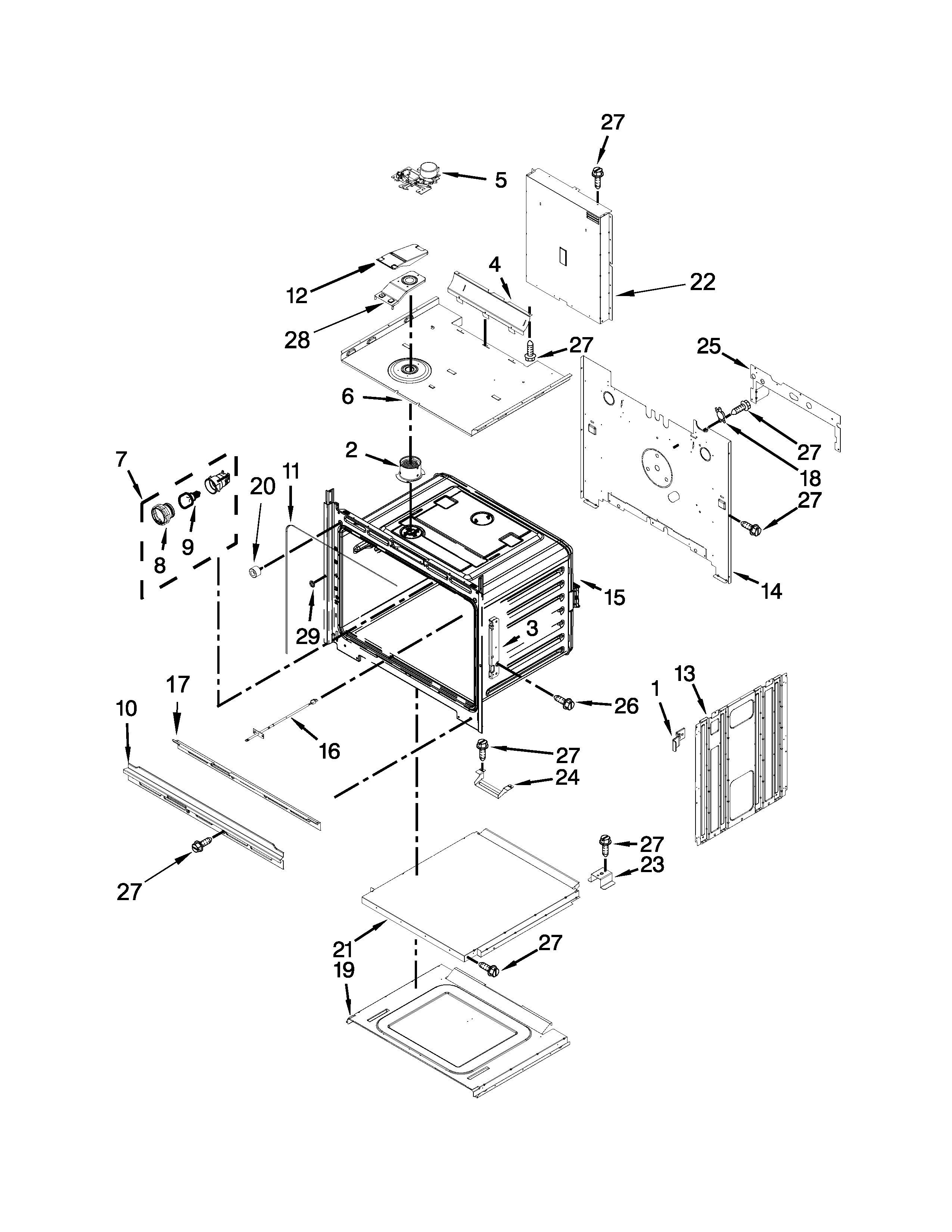 Upper oven parts