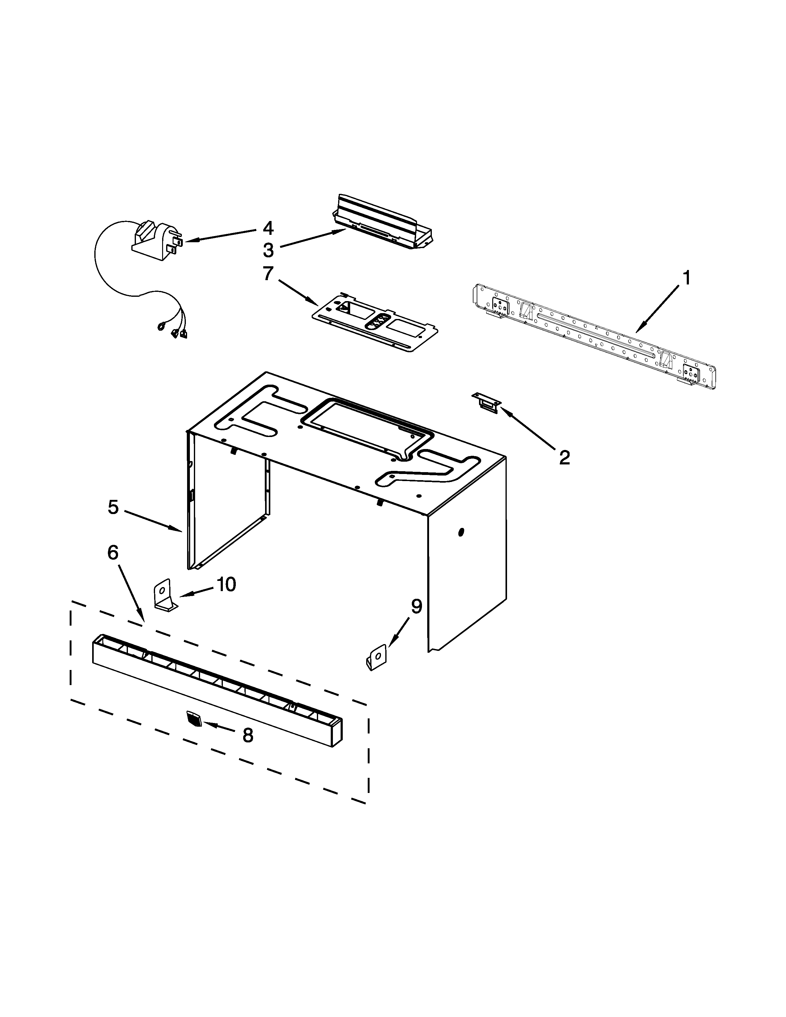 Cabinet and installation parts