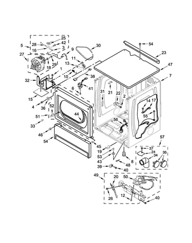 Upper cabinet and front panel parts