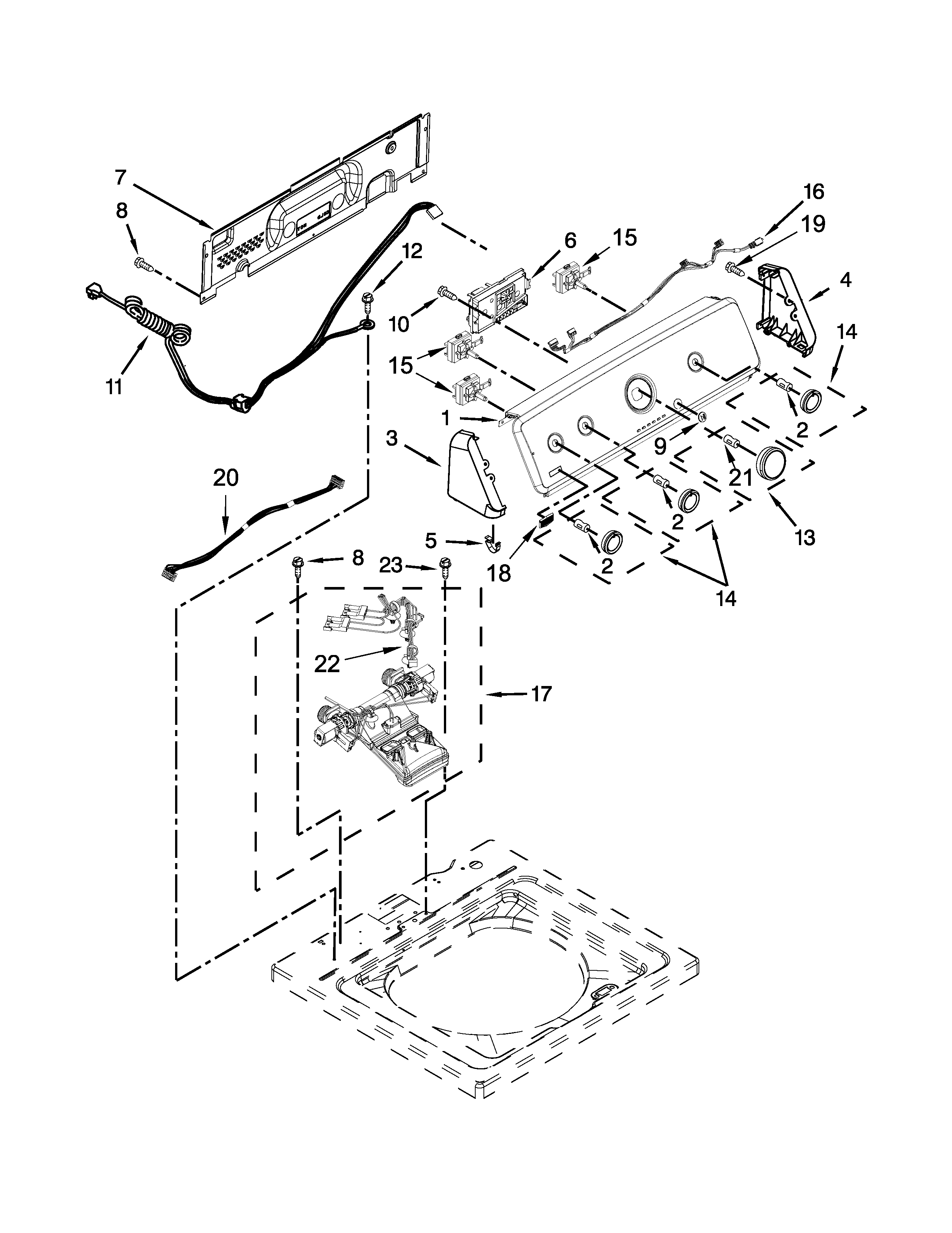Controls and water inlet parts