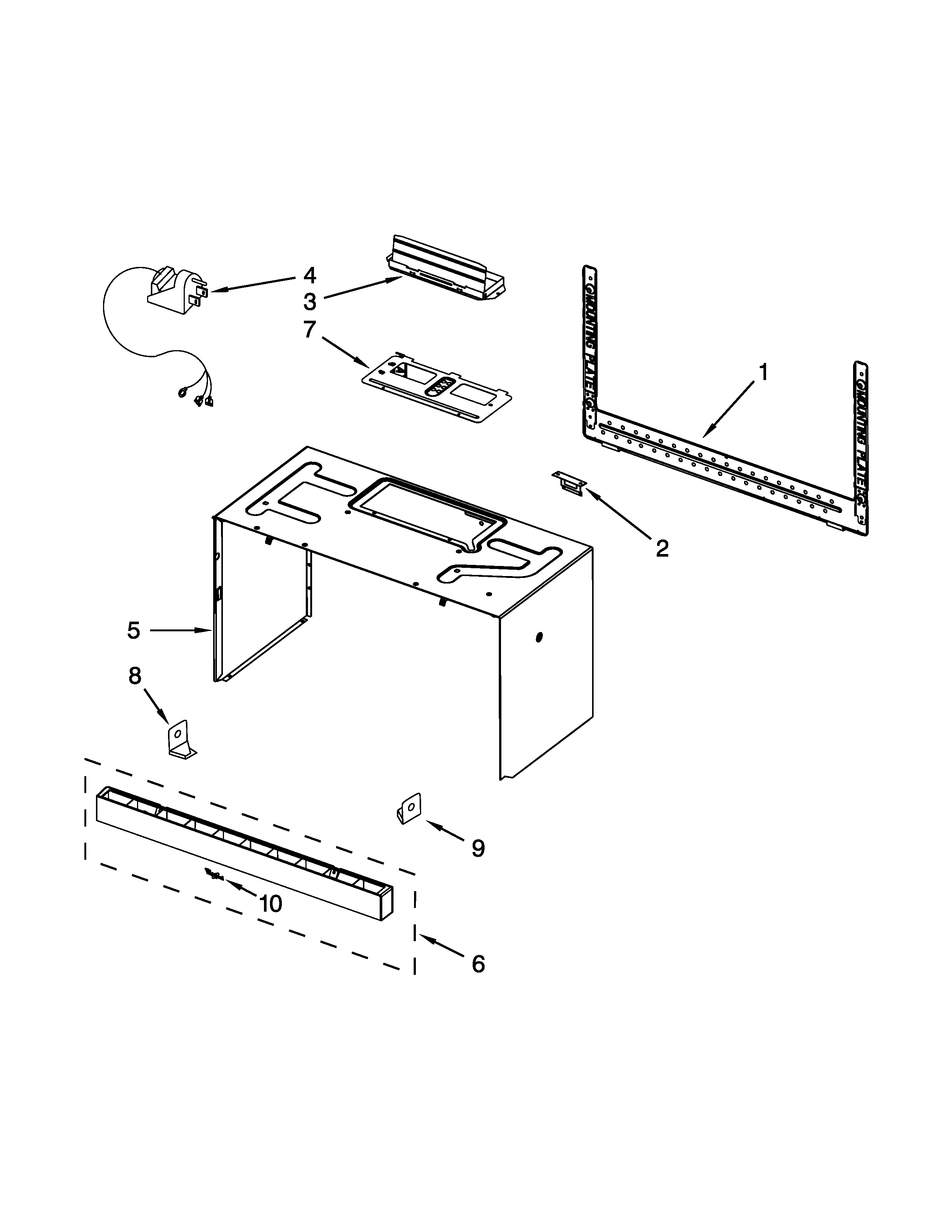Cabinet and installation parts