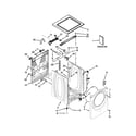 Whirlpool WFW61HEBW0 top and cabinet parts diagram