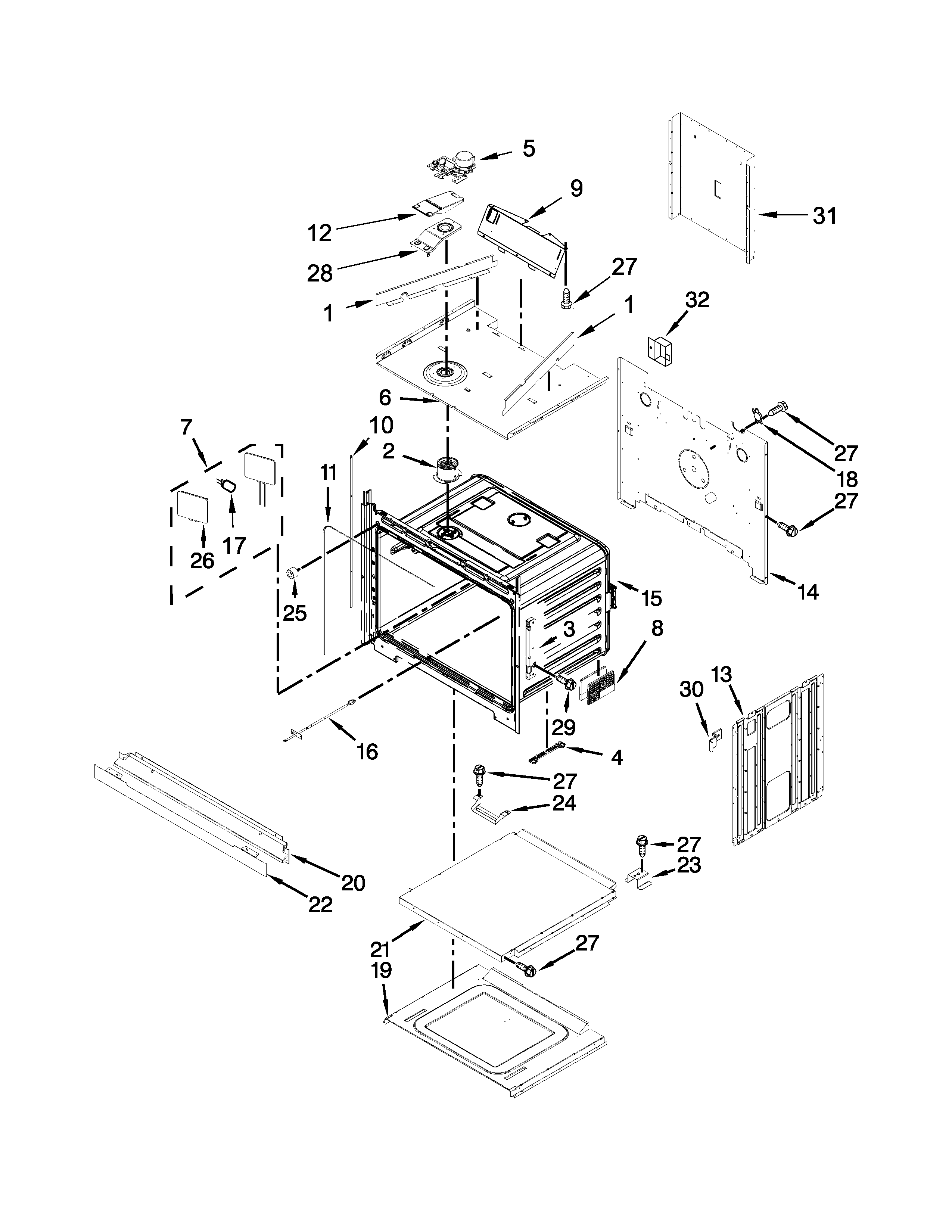 Lower oven parts
