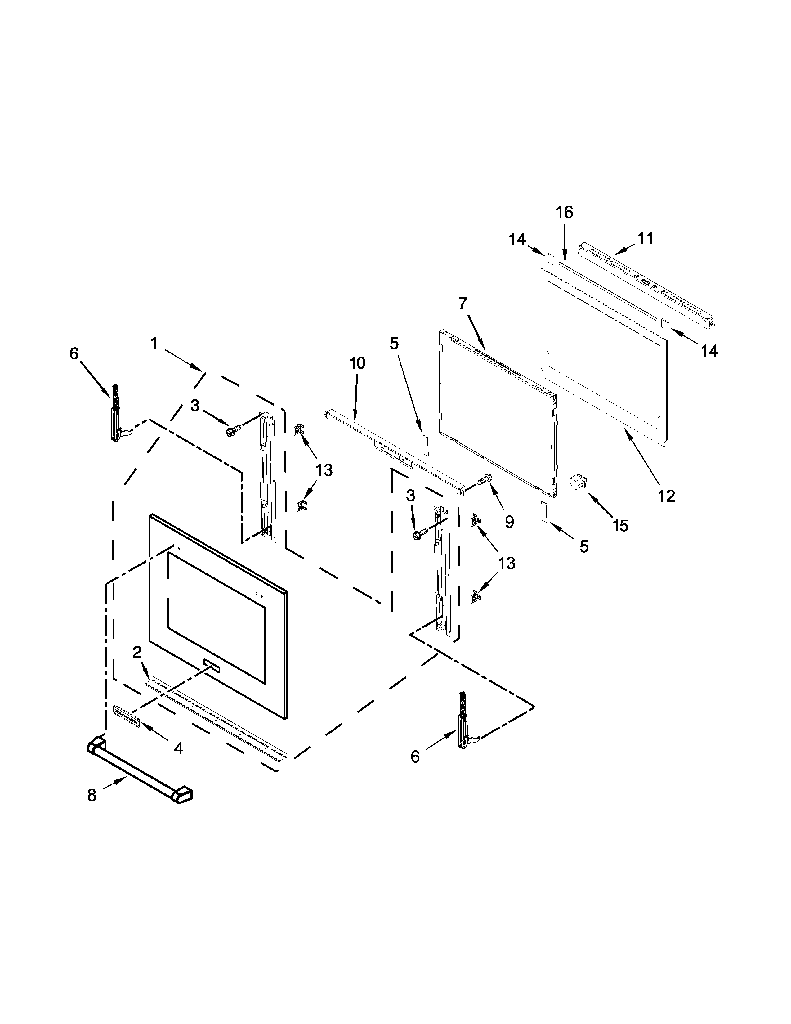 Lower oven door parts