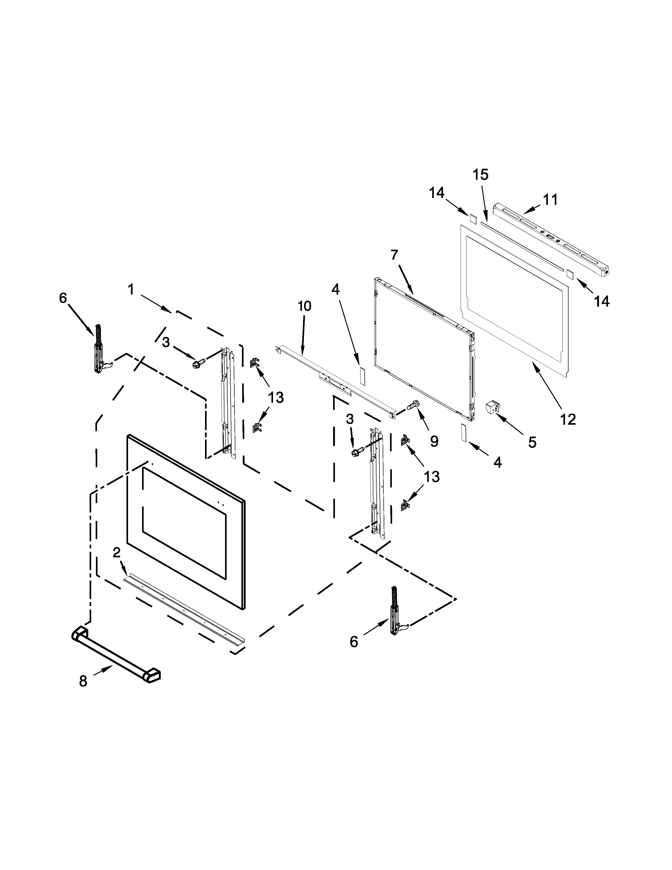 Upper oven door parts