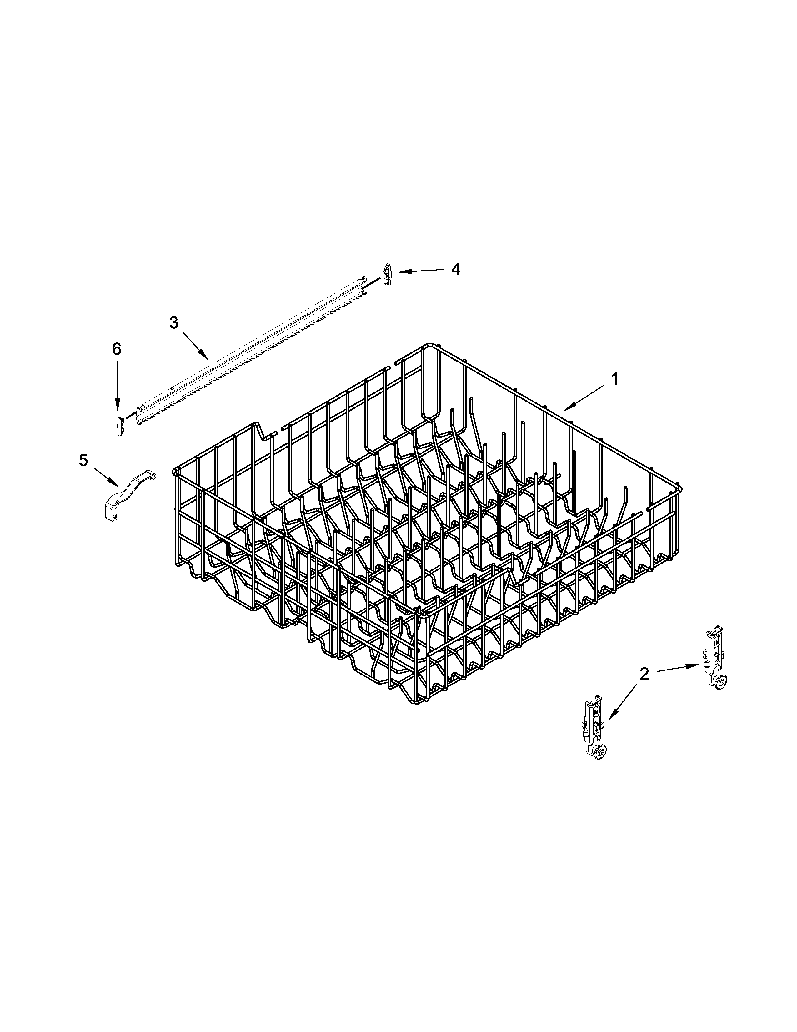 Upper rack and track parts