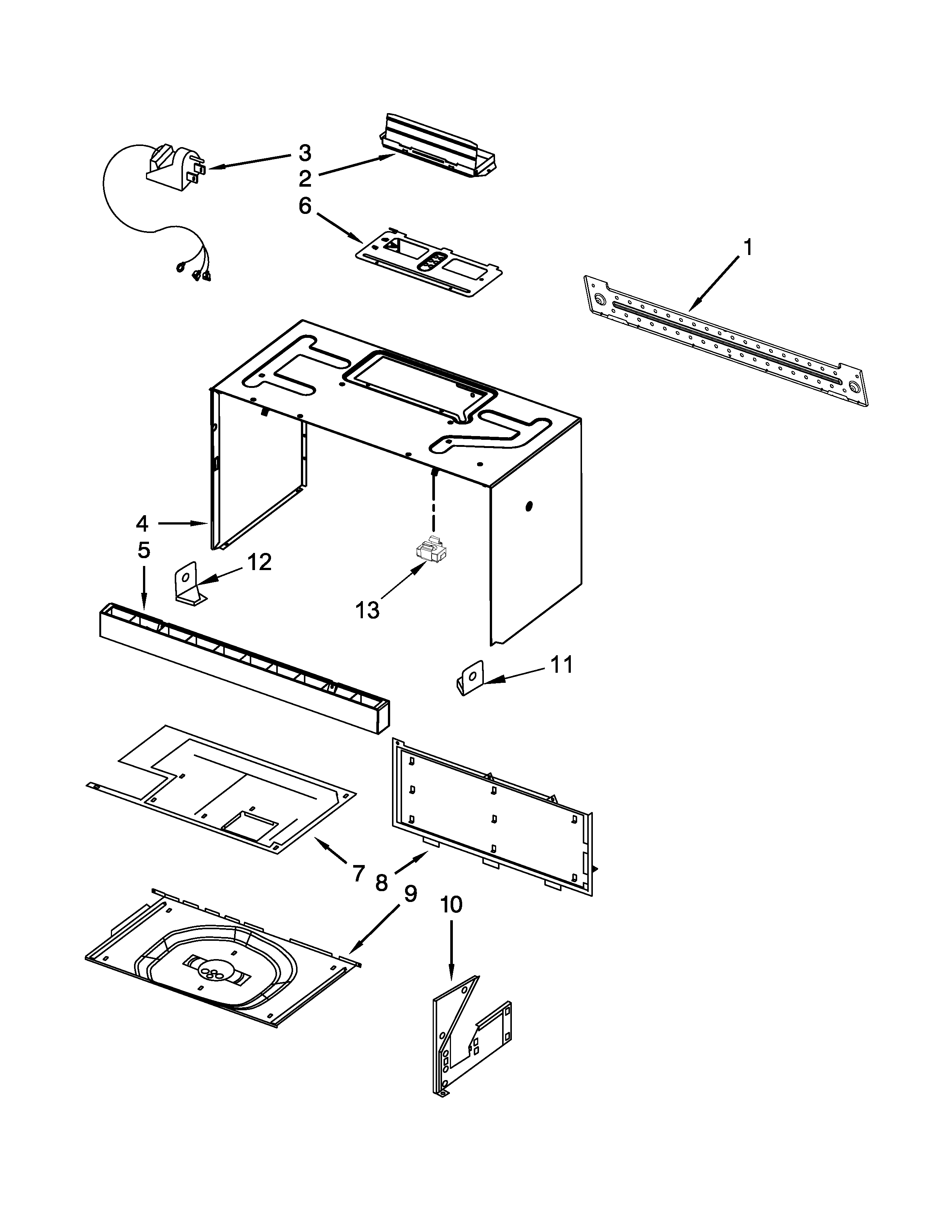 Cabinet and installation parts