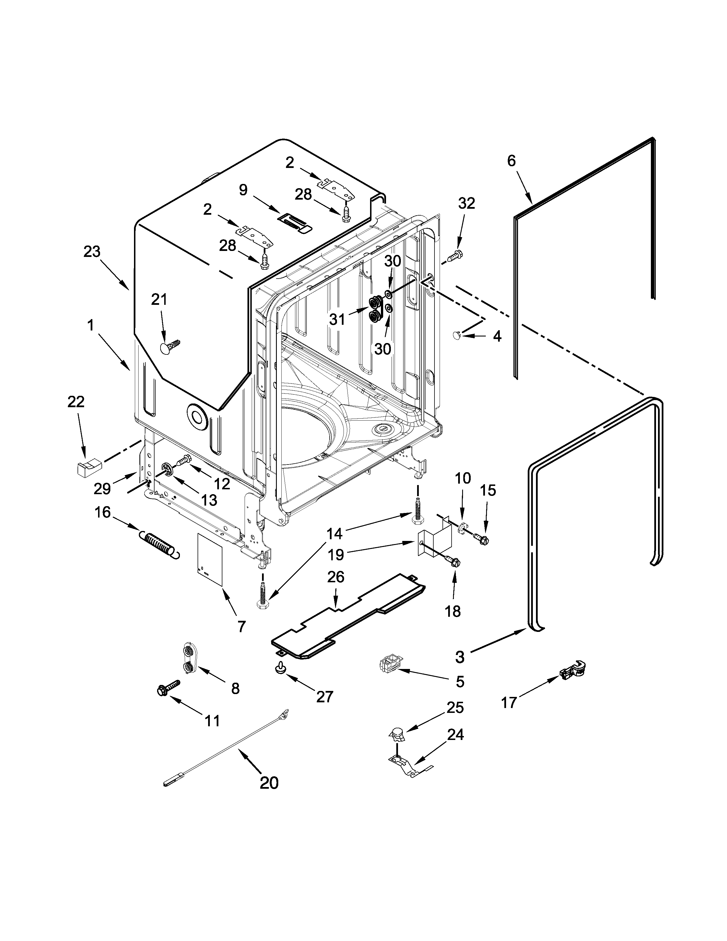 TUB AND FRAME PARTS