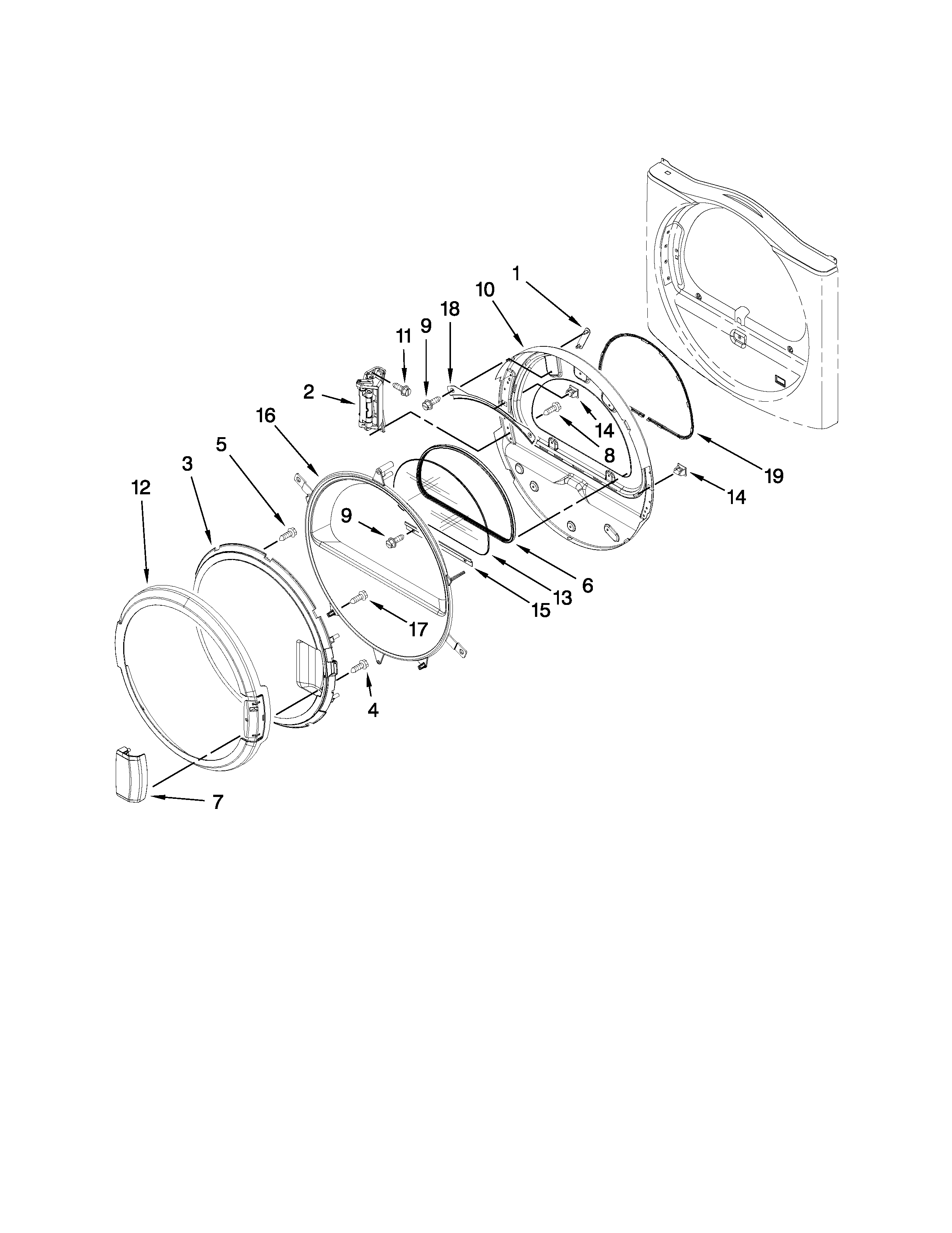 Dryer door parts