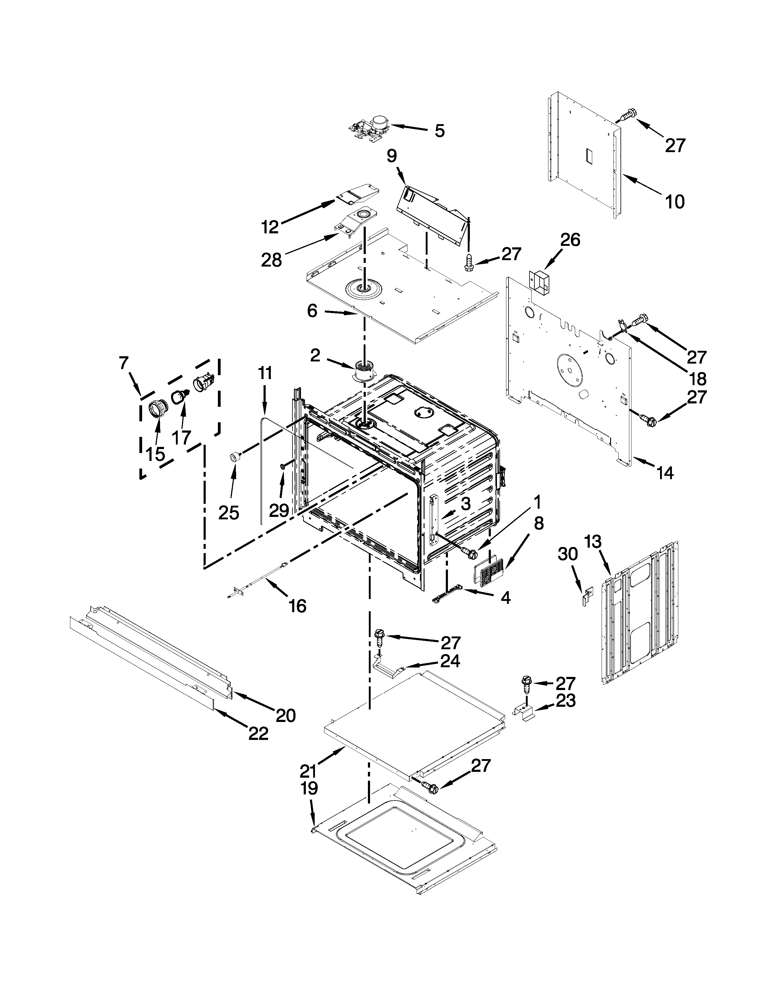Lower oven parts