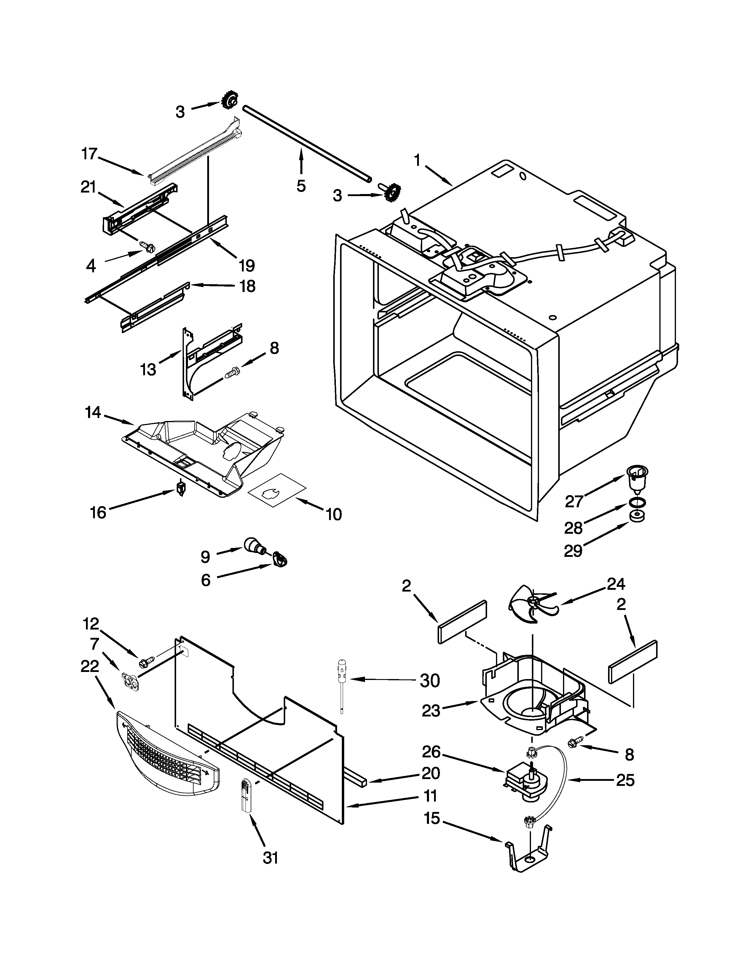 Freezer liner parts