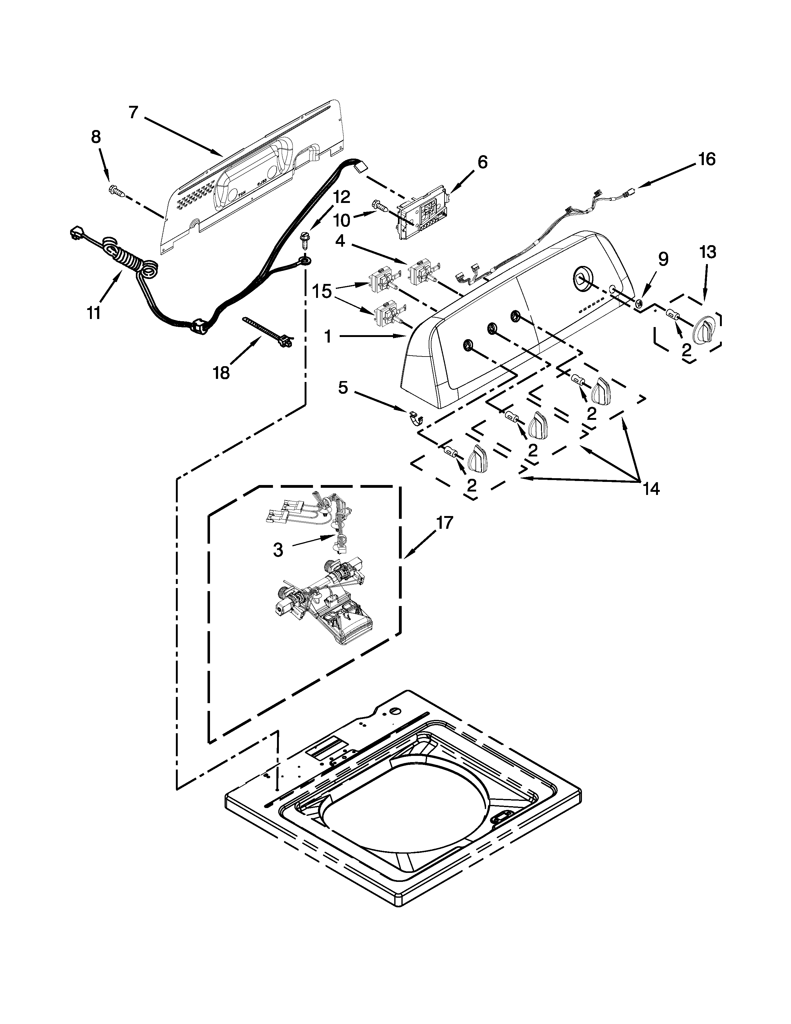 Controls and water inlet parts