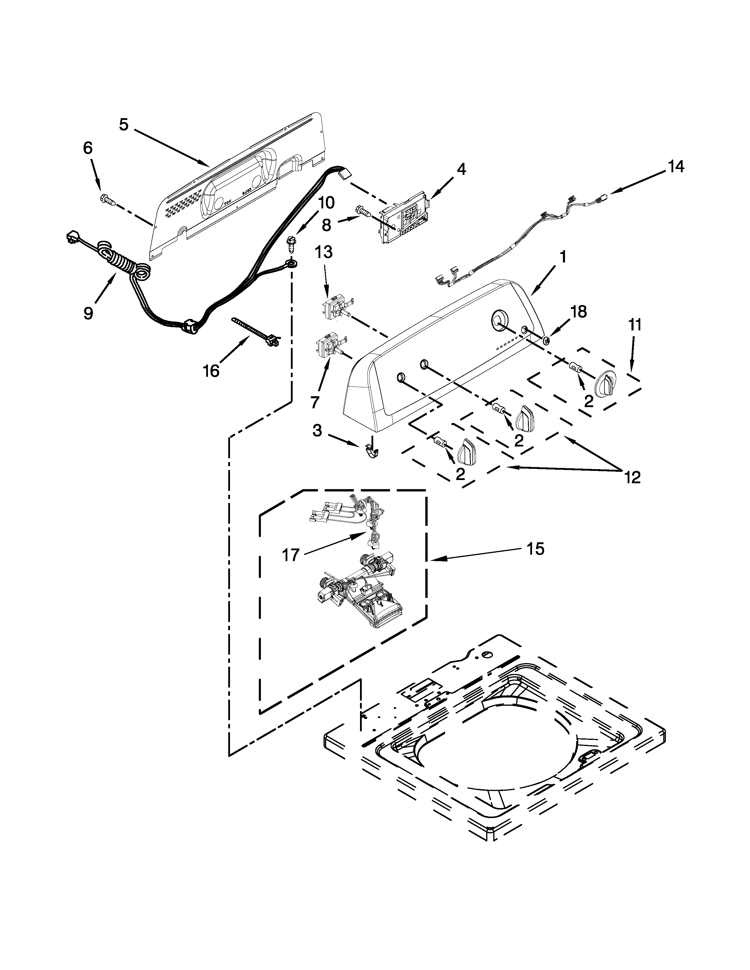 Controls and water inlet parts
