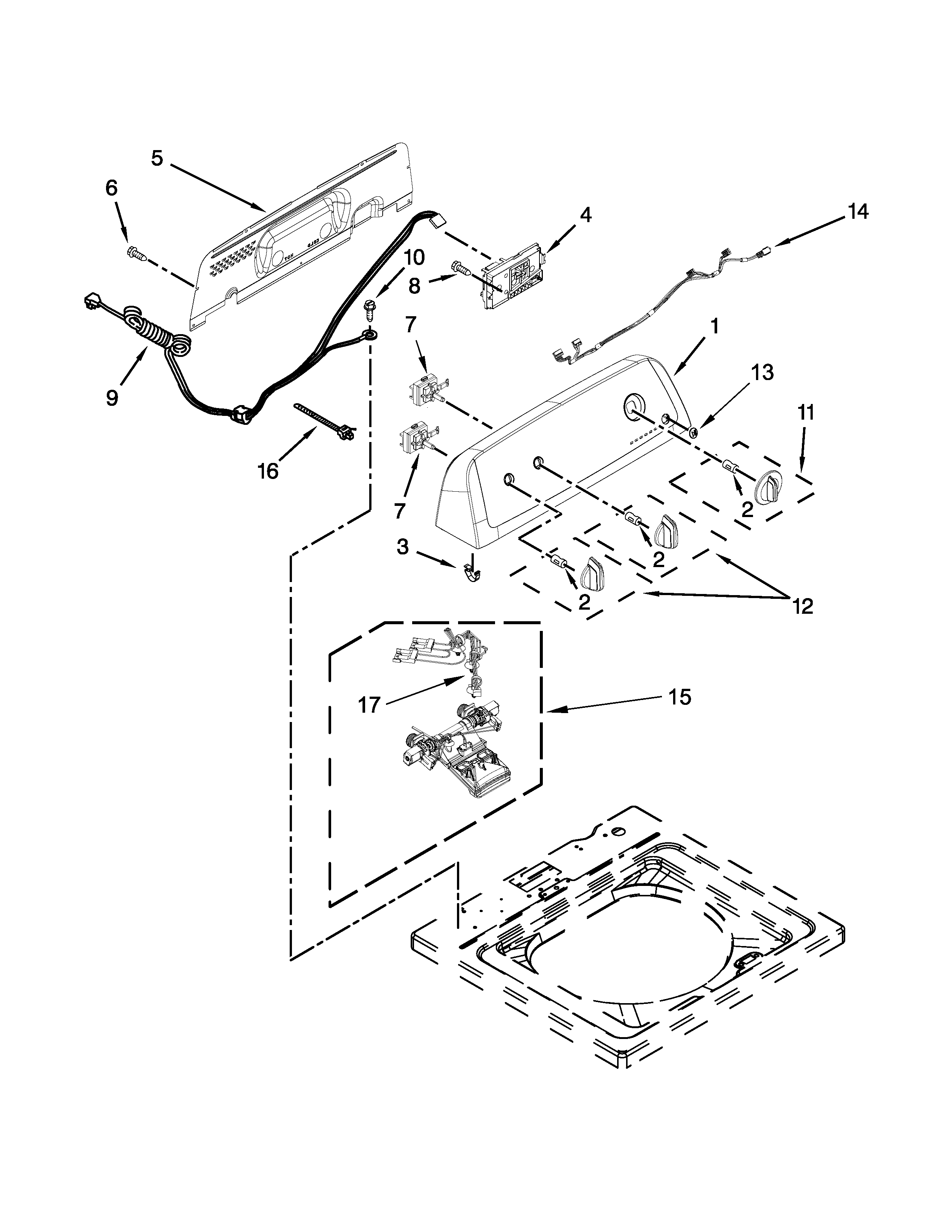 Controls and water inlet parts