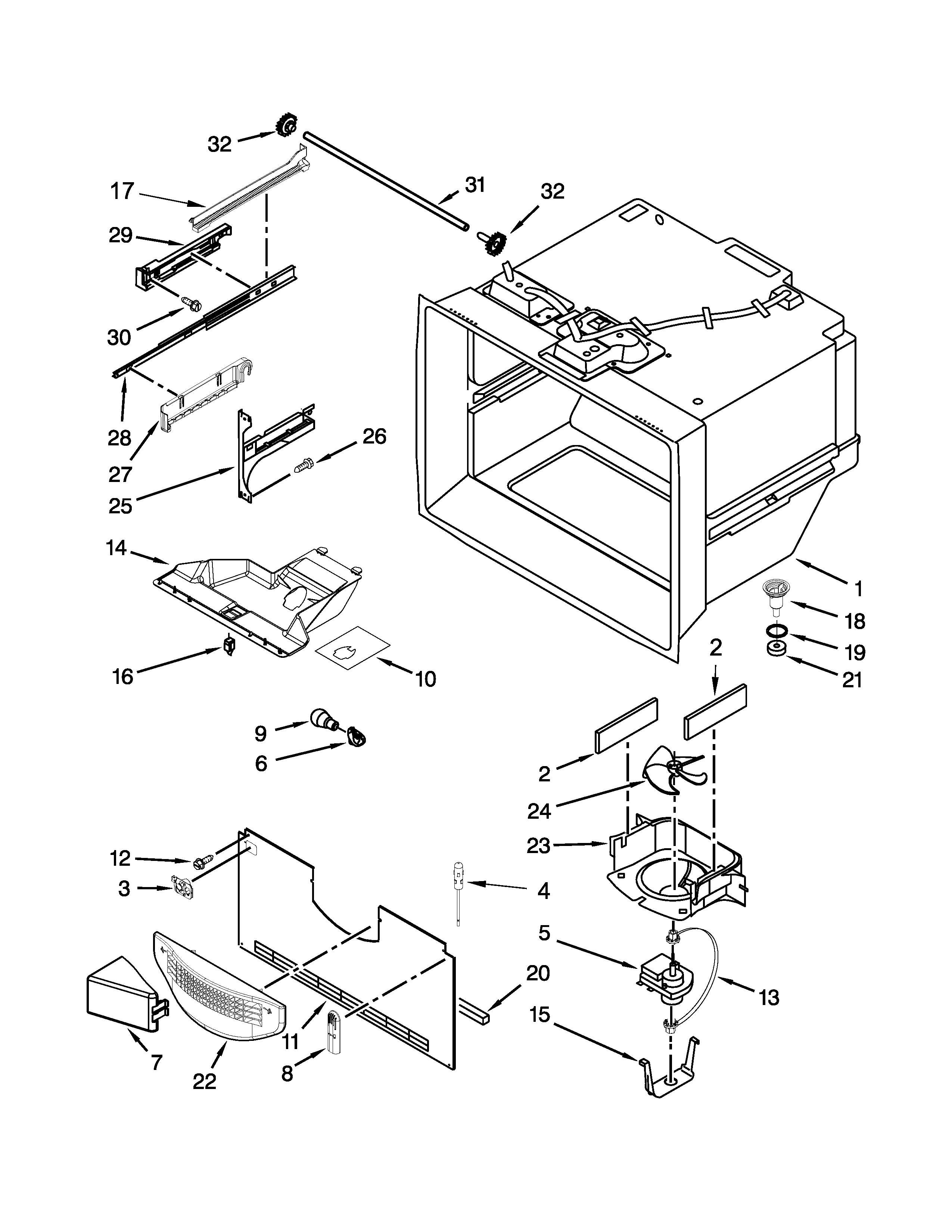Freezer liner parts