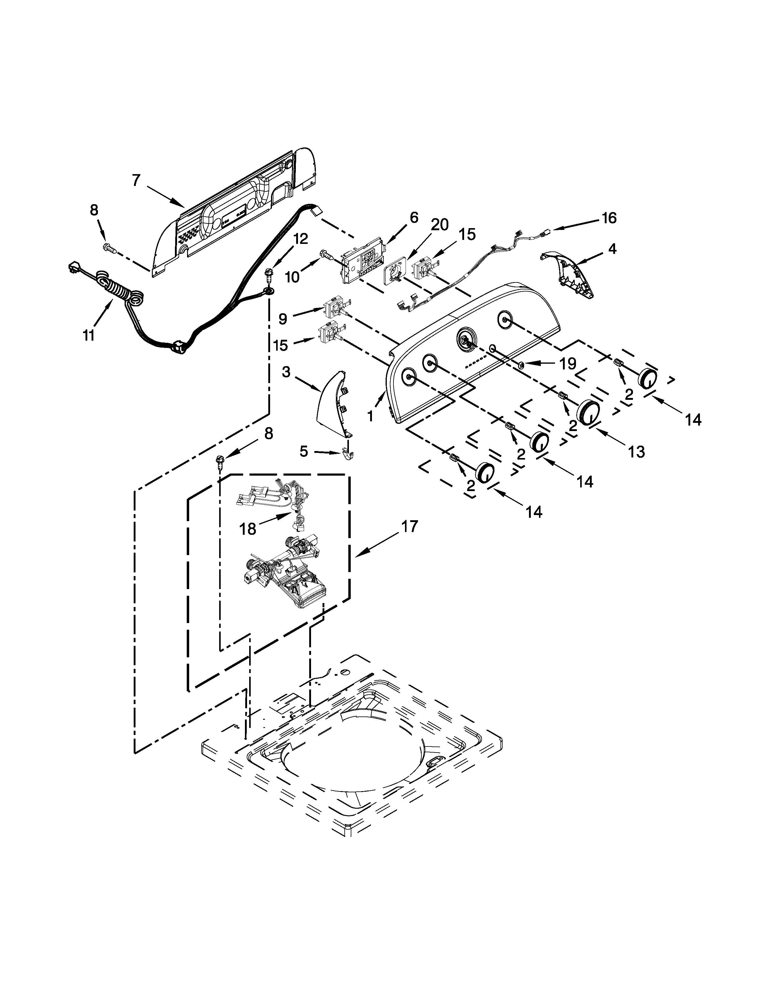 Controls and water inlet parts