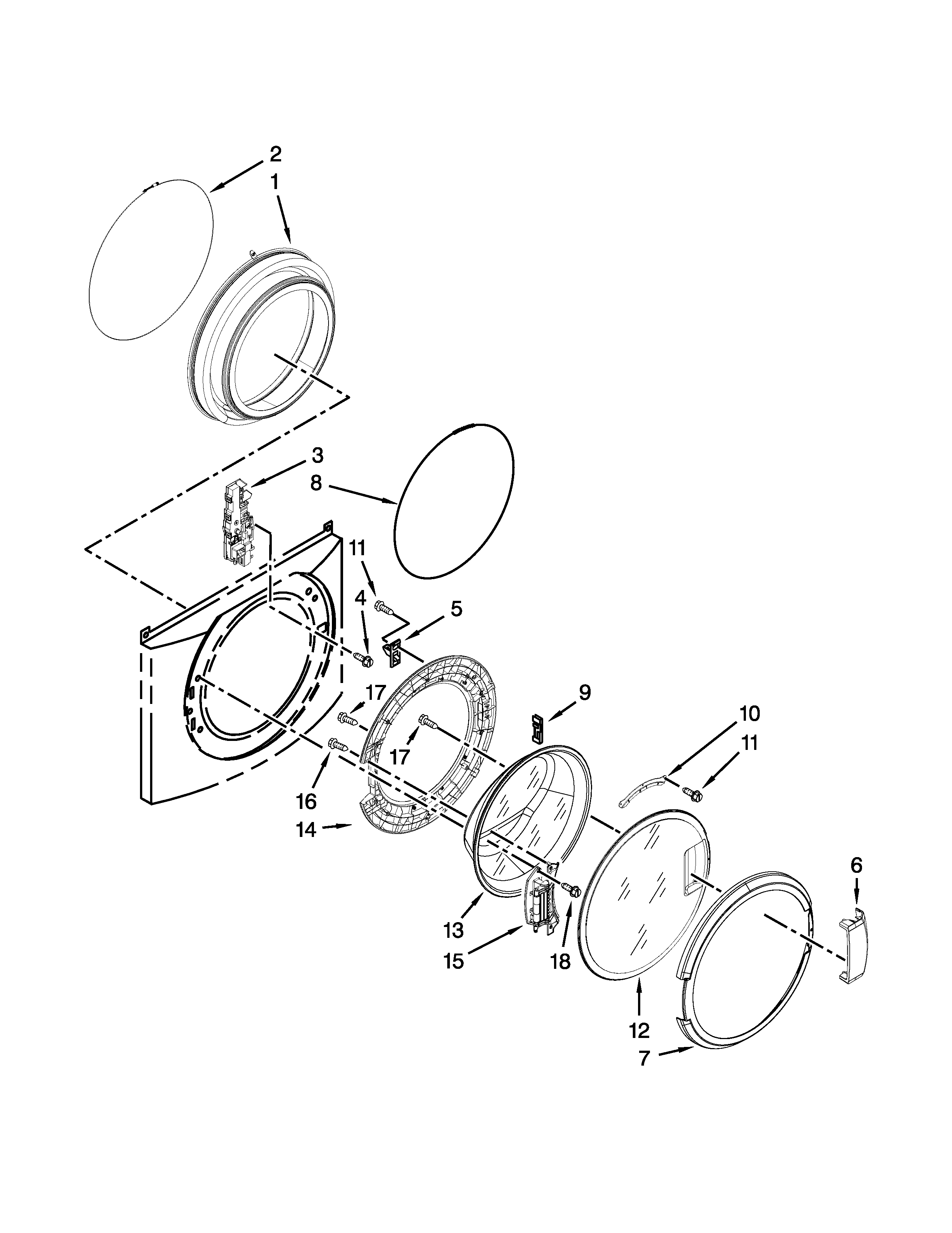 Washer door parts