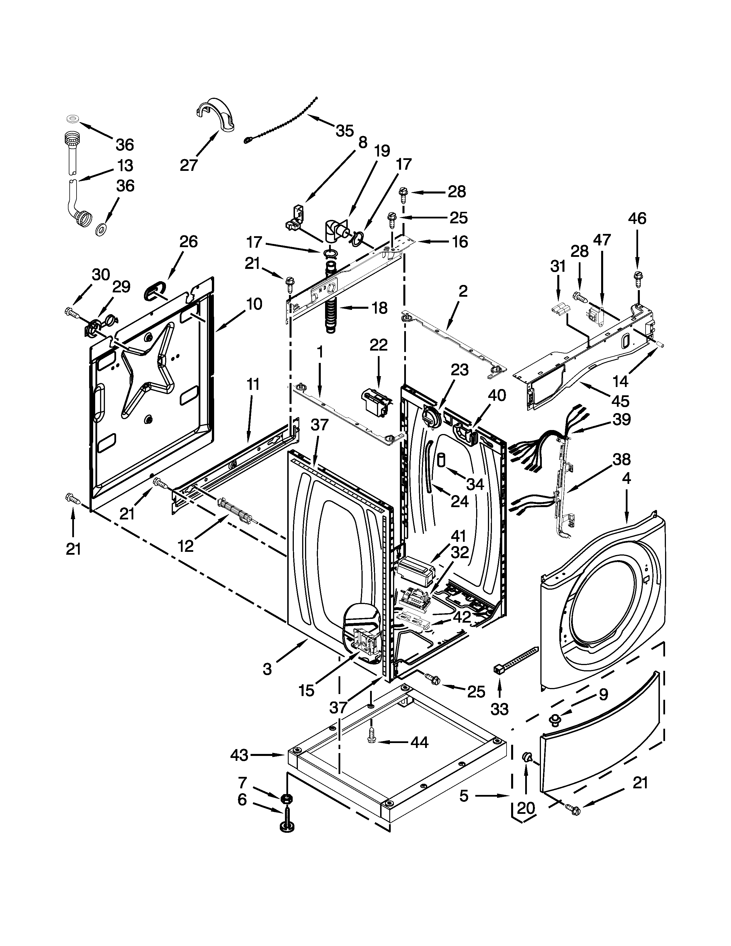 Washer cabinet parts