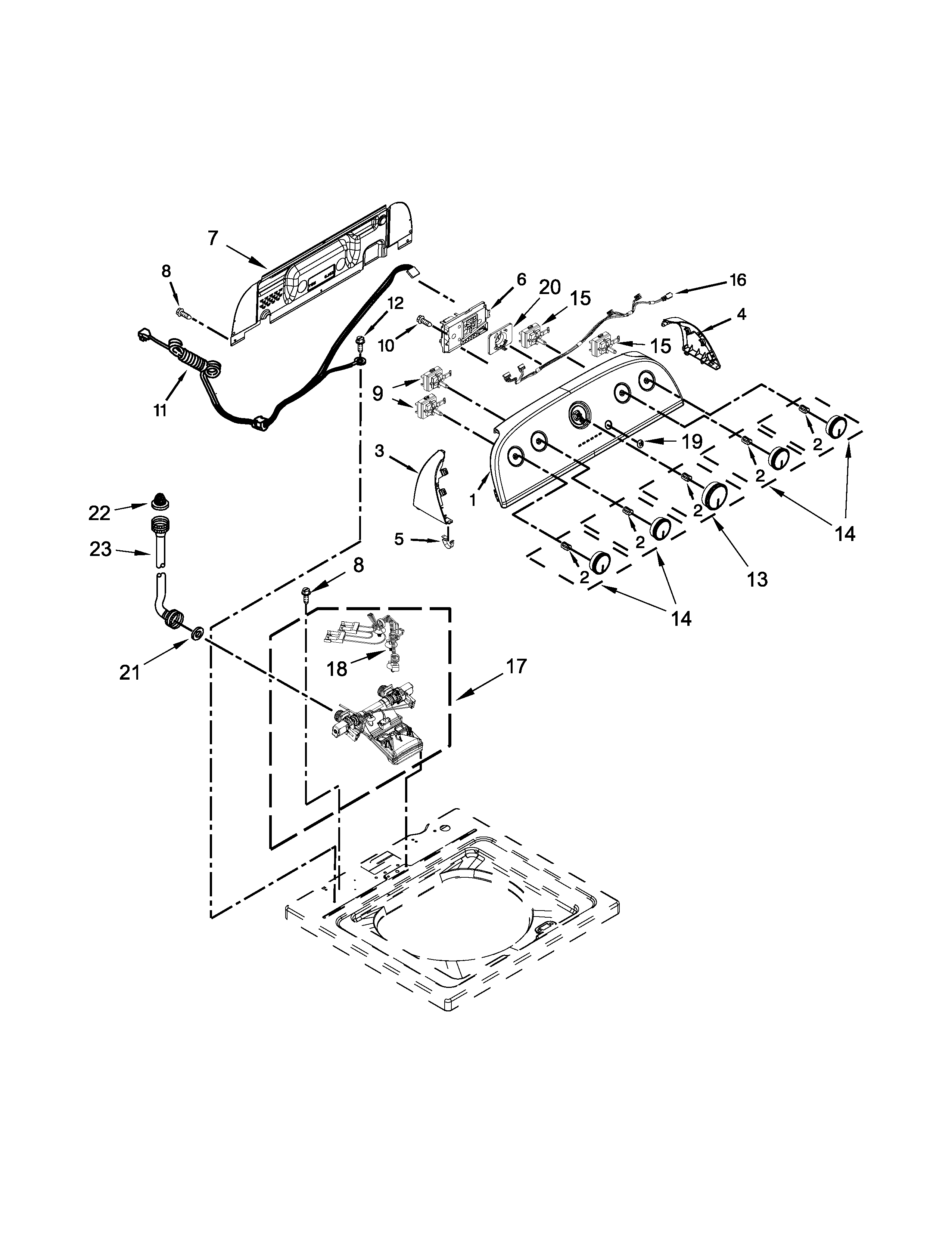Controls and water inlet parts