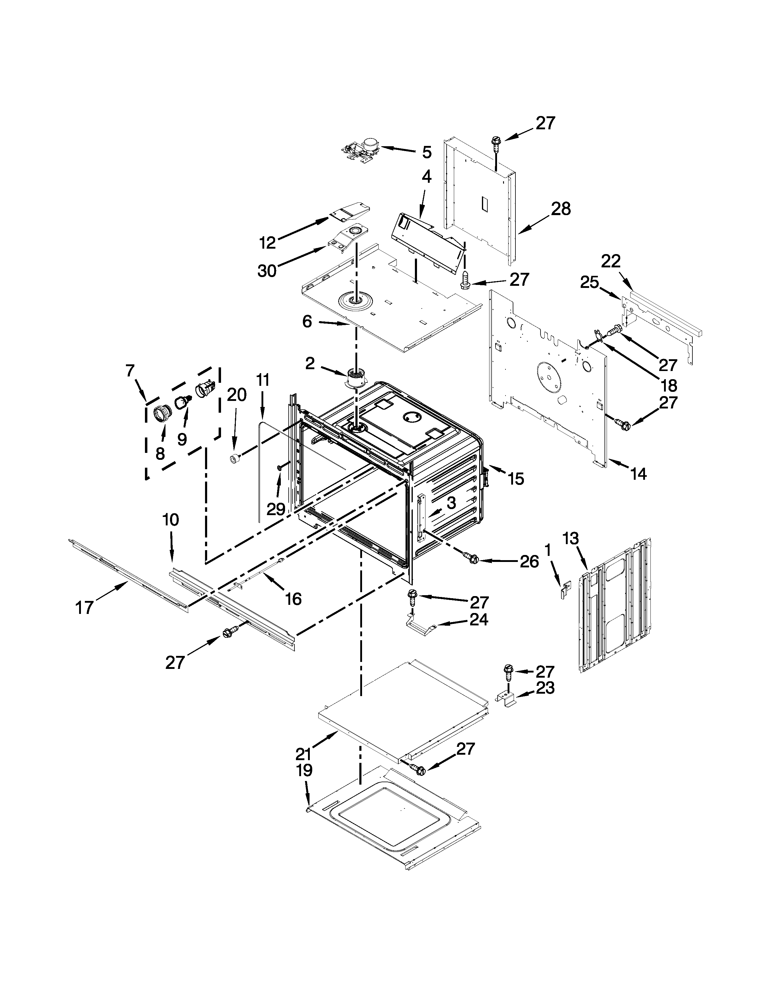 Upper oven parts