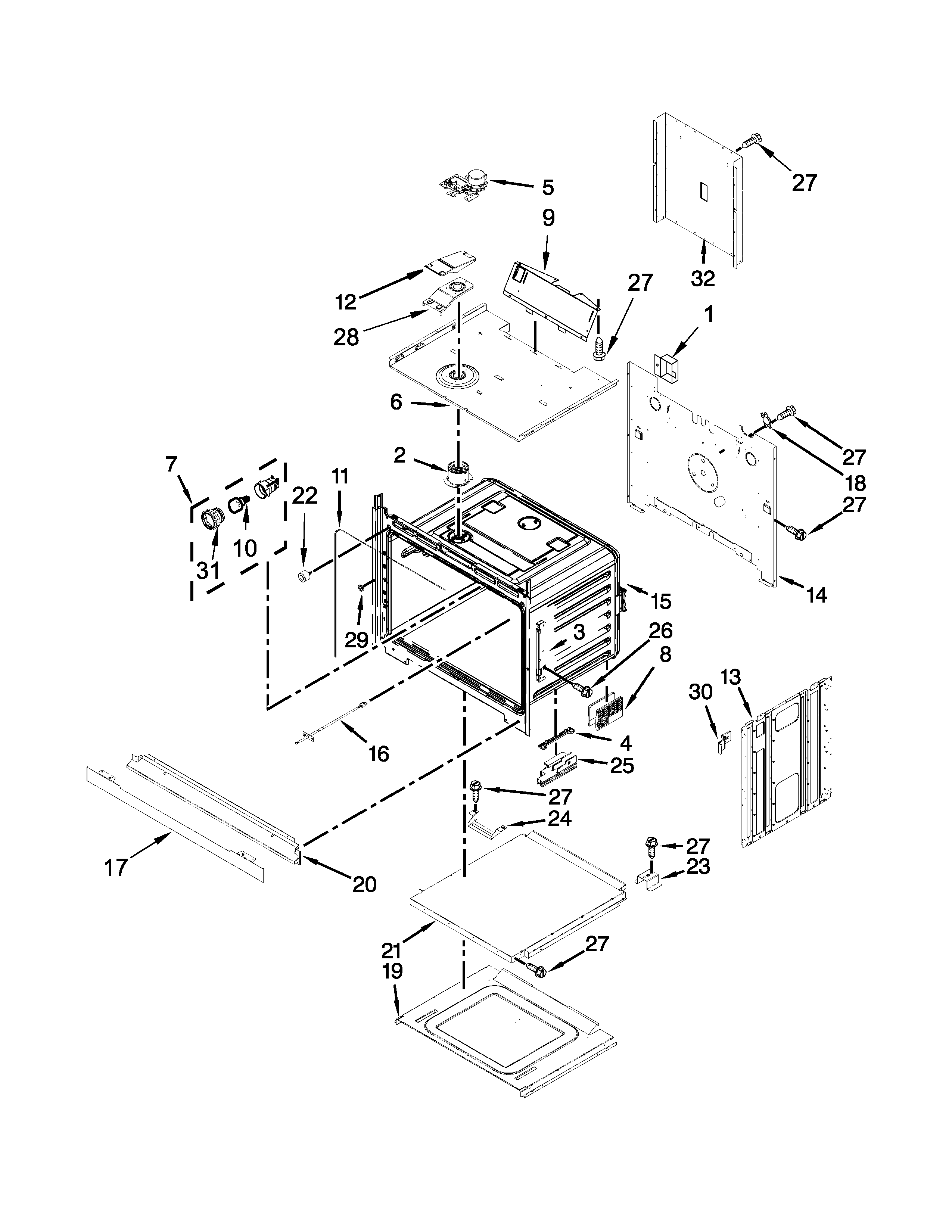 Lower oven parts