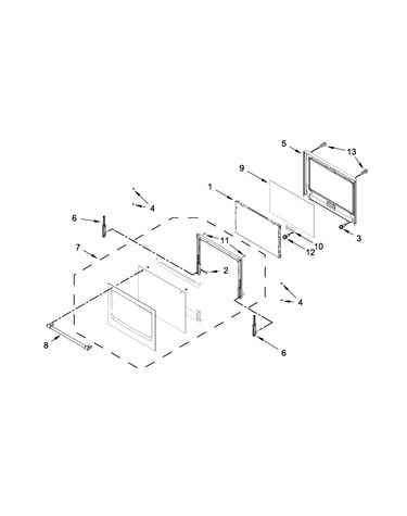 Upper oven door parts