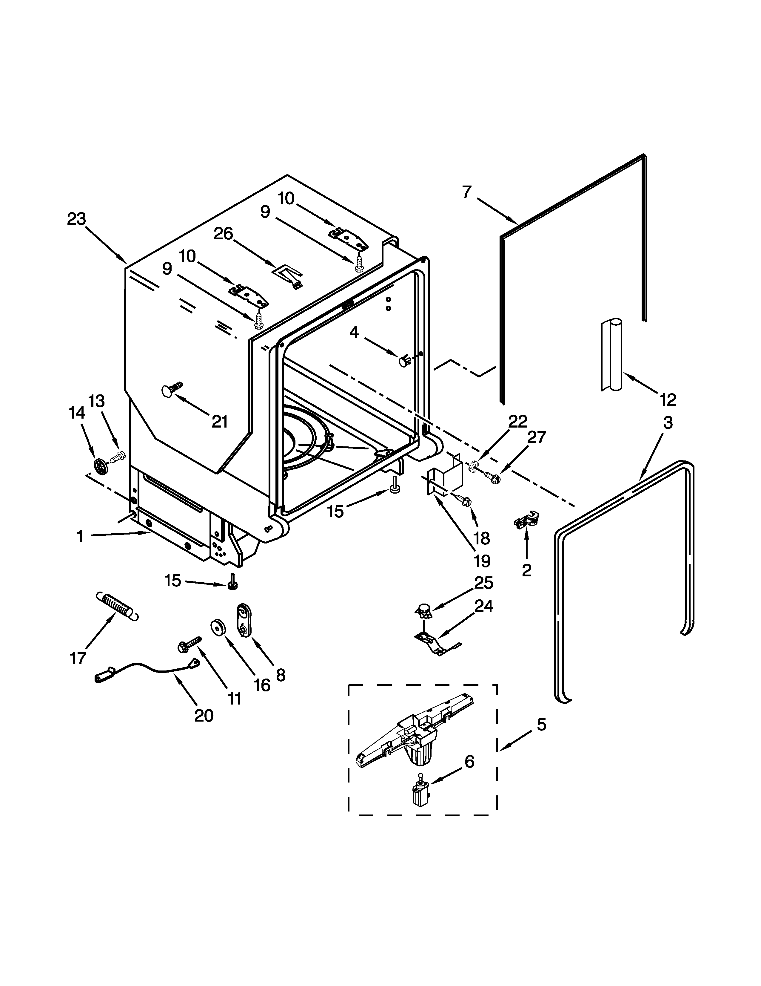 TUB AND FRAME PARTS