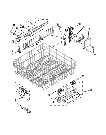 Upper rack and track parts