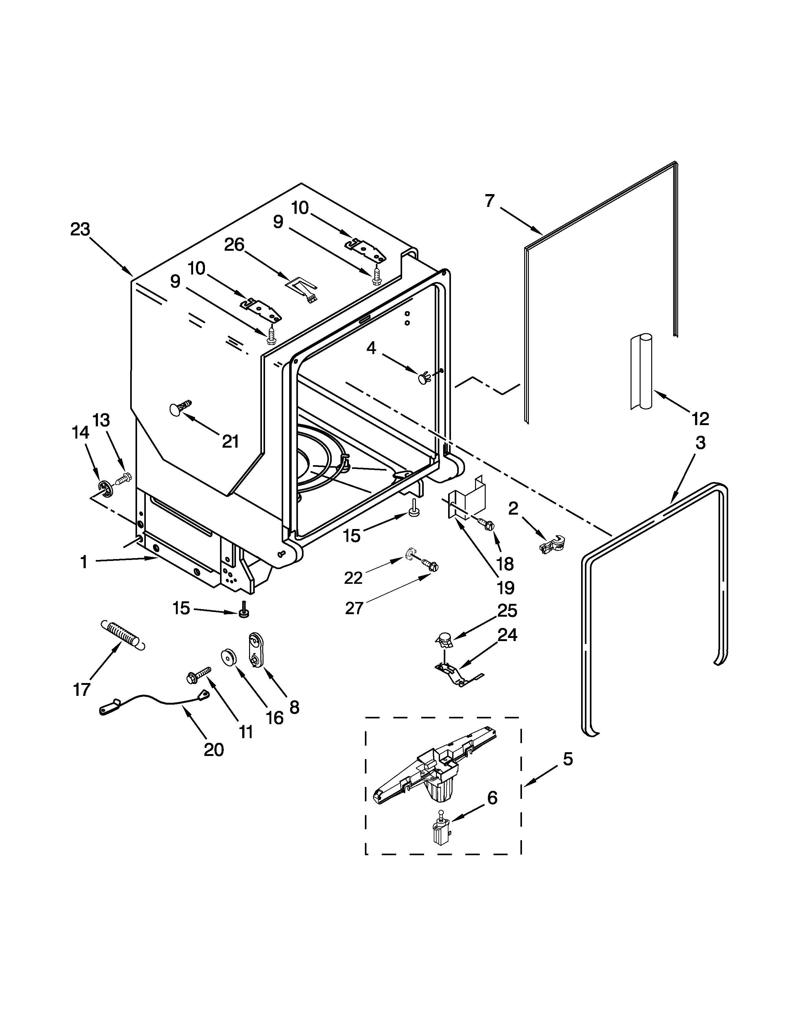 TUB AND FRAME PARTS