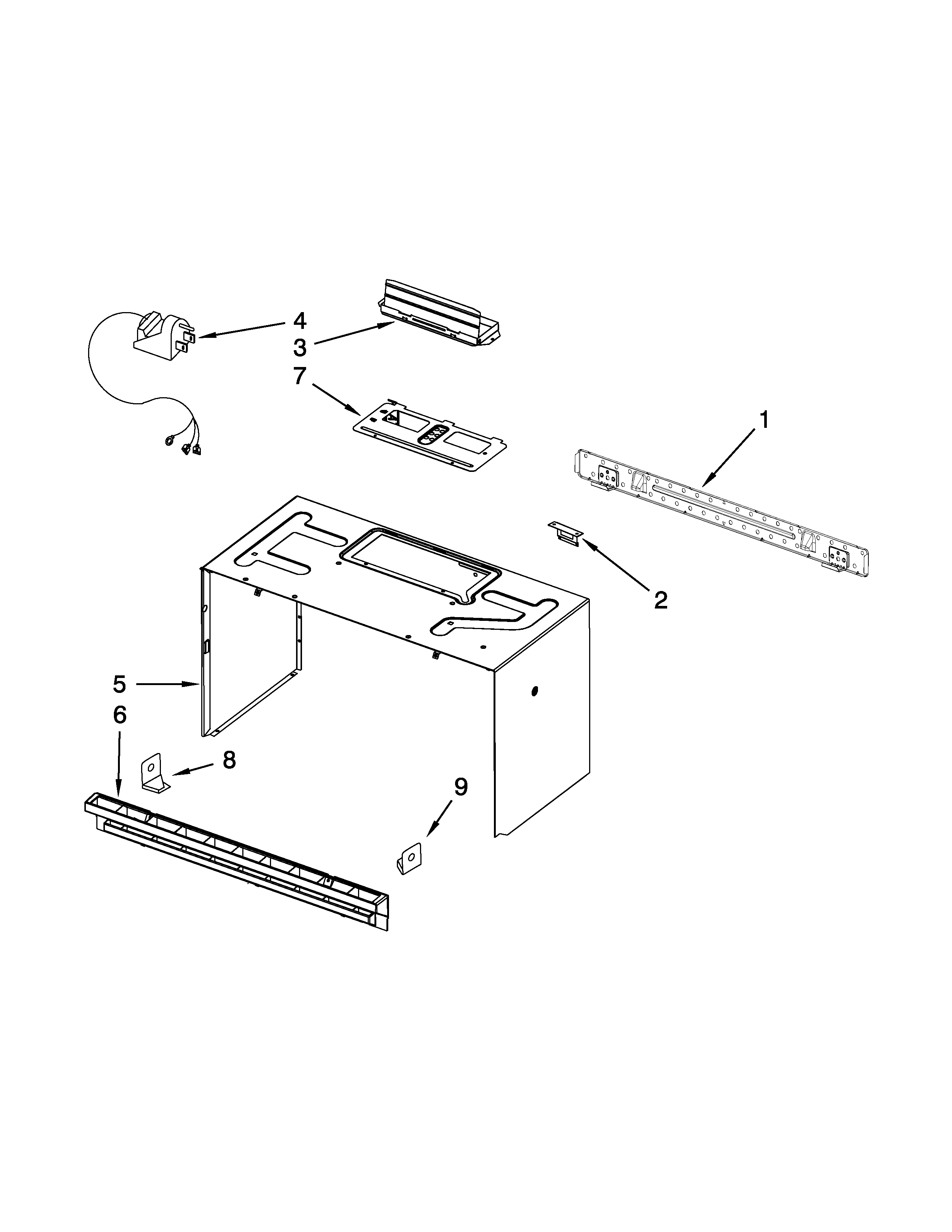 Cabinet and installation parts