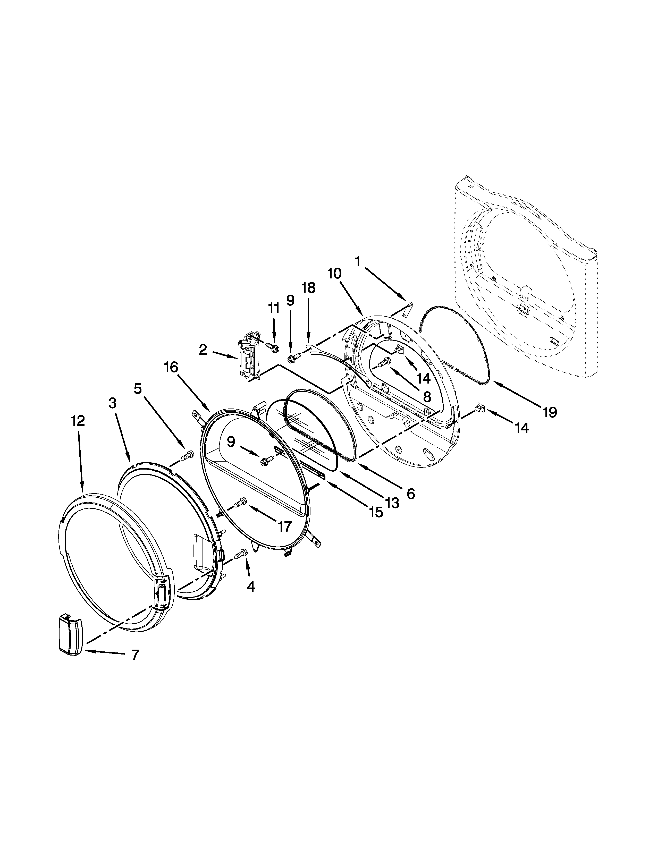 Dryer door parts